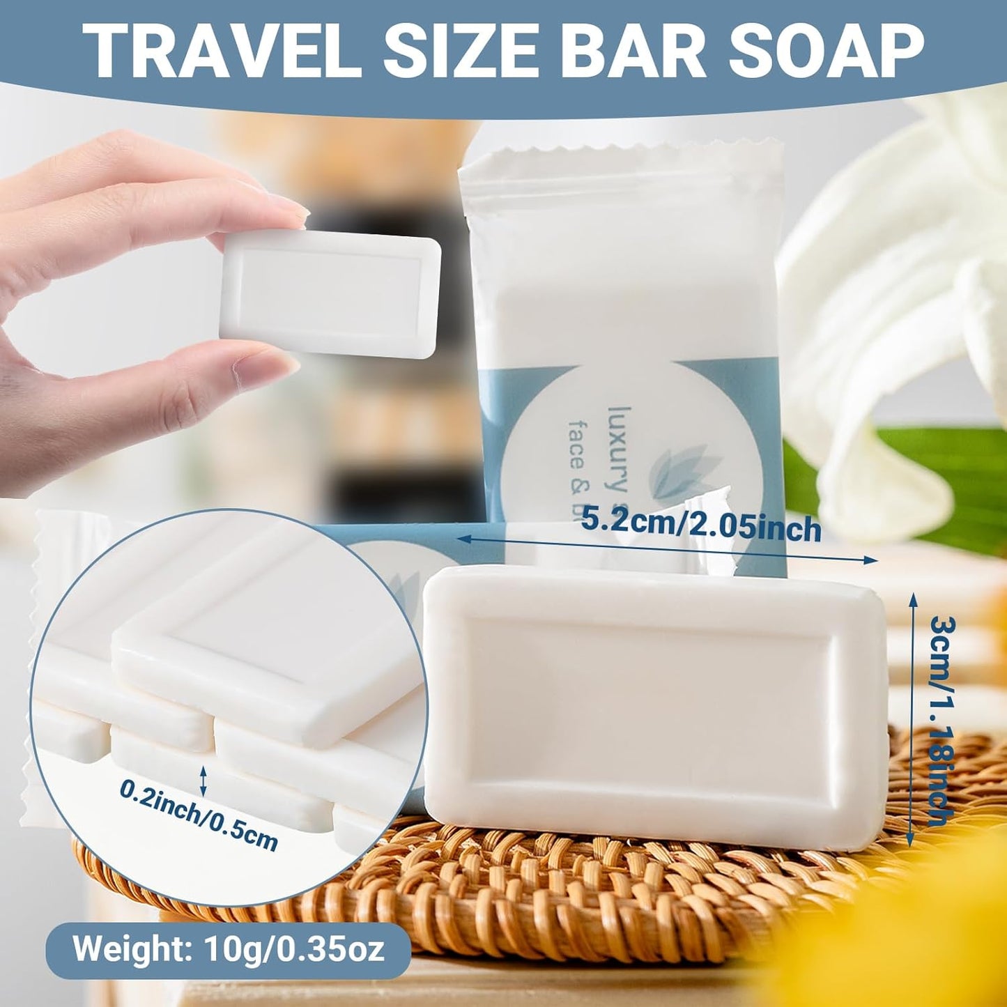 Kacctyen 600 Pcs 0.35oz Mini Bar Soap Bulk Individually Wrapped Bulk Hand Hotel Soap Bars Travel Size Toiletries for Hospitality Guest Bathroom Vacation Rentals