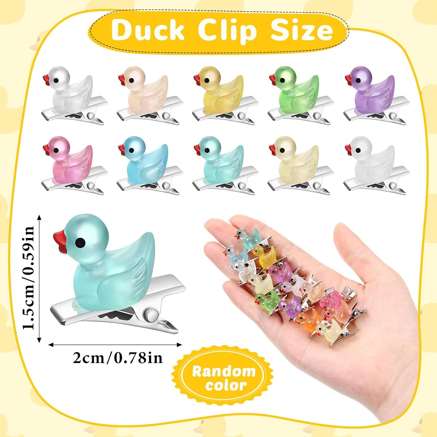 30 Pcs Mini Glow Hair Clips Girls Rave Hair Clips for Women Christmas Music Festival Holiday Party Supplies (Duck)
