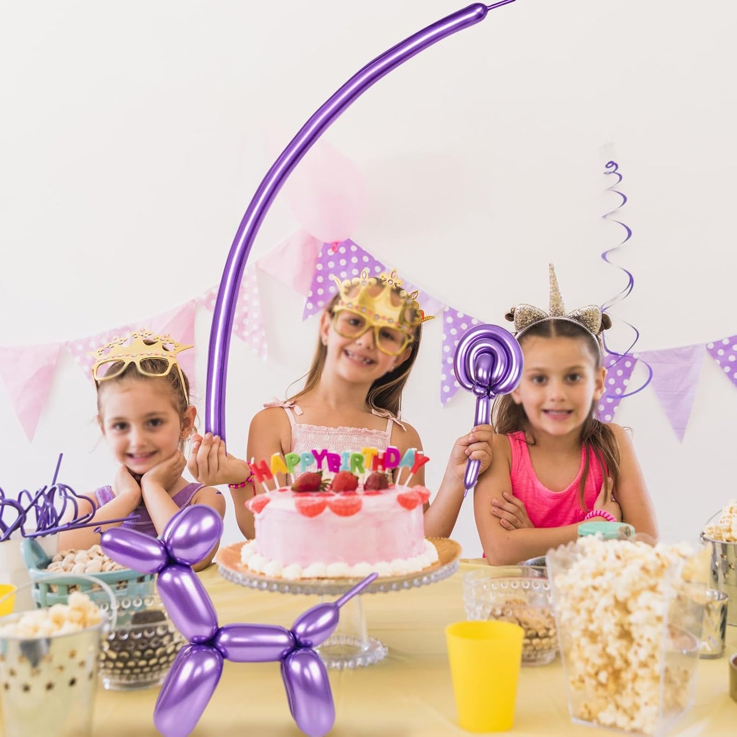 Metallic Pruple 260 Balloons Premium Long Twisting Animals Magic Balloons for Birthday Kids Wedding Party Supply 100pcs