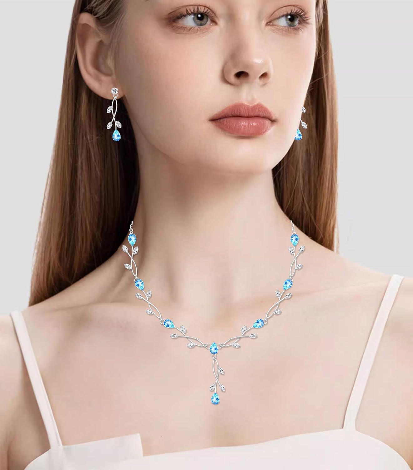 Elegant Bridal Jewelry Sets Clear Cubic Zirconia Wedding Necklace Earrings Bracelet Set for Birdes Bridesmaids CZ Prom Jewelry