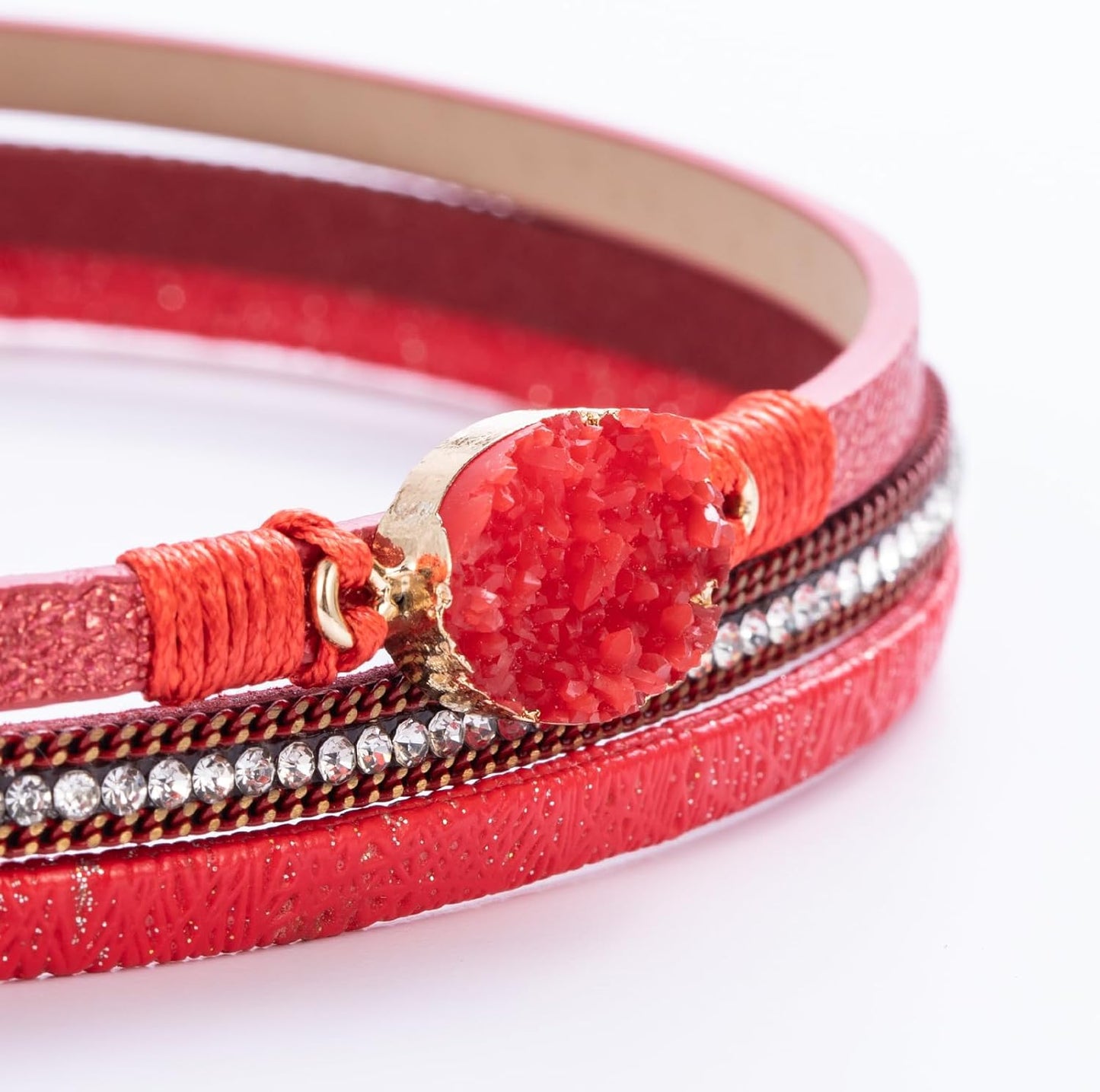 FANCY SHINY Leather Wrap Bracelet Boho Cuff Bangle Bracelets Crystal Bead Bracelet with Magnetic Clasp Jewelry Gifts for Women