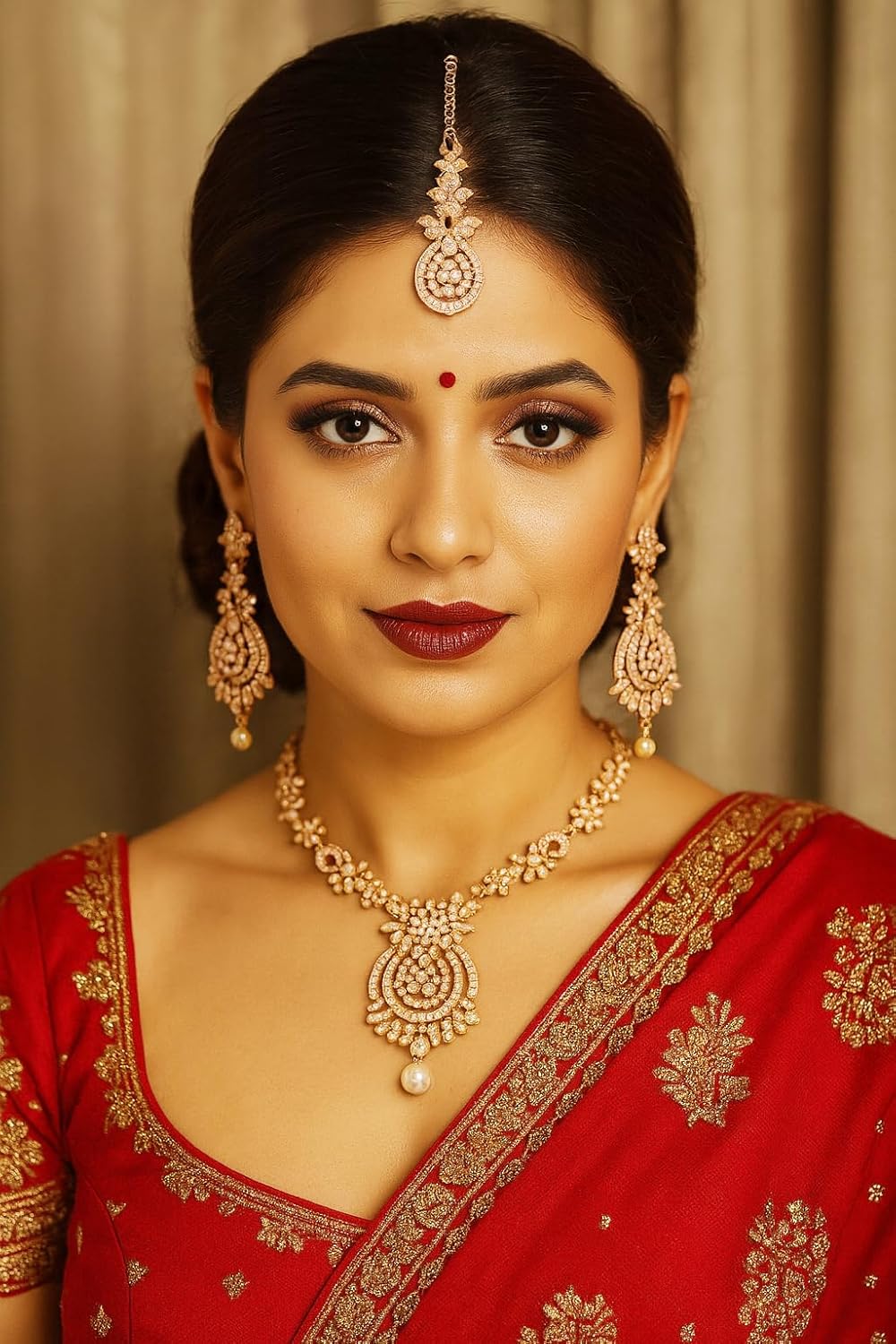 Touchstone Indian jewelry sets for women maang tikka wedding guest gold necklace bollywood jewellery set pageant elegant prom bride accessories western crystal chunky rhinestone necklaces