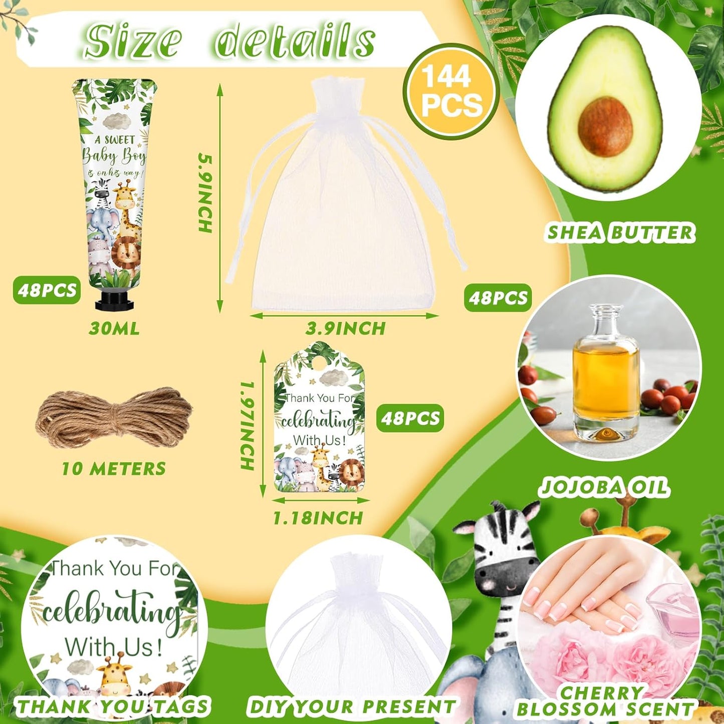 48 Sets Christmas Baby Shower Hand Cream Gift Winter Party Favors for Guests Gift Bulk Mini Travel Size Hand Lotion Set for Guests(Animals)