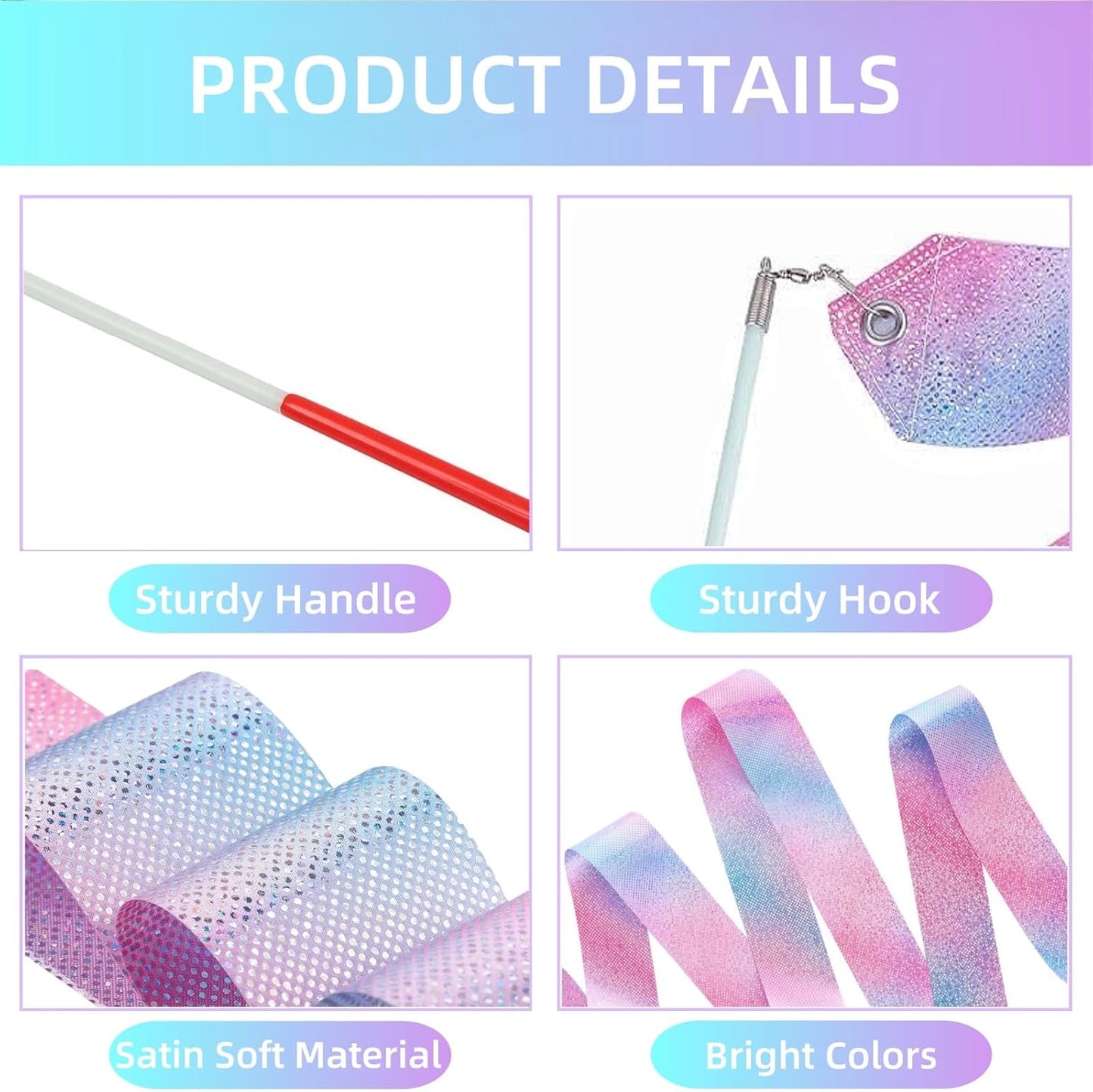 YANMIN Princess Party Favors - 24pcs Dance Ribbon Wand for Kids 4-8 8-12 Princess Mermaid Birthday Party Streamers Decorations Supplies Girls Princess Party Carnival Outdoor Games Goodie Bag Stuffers