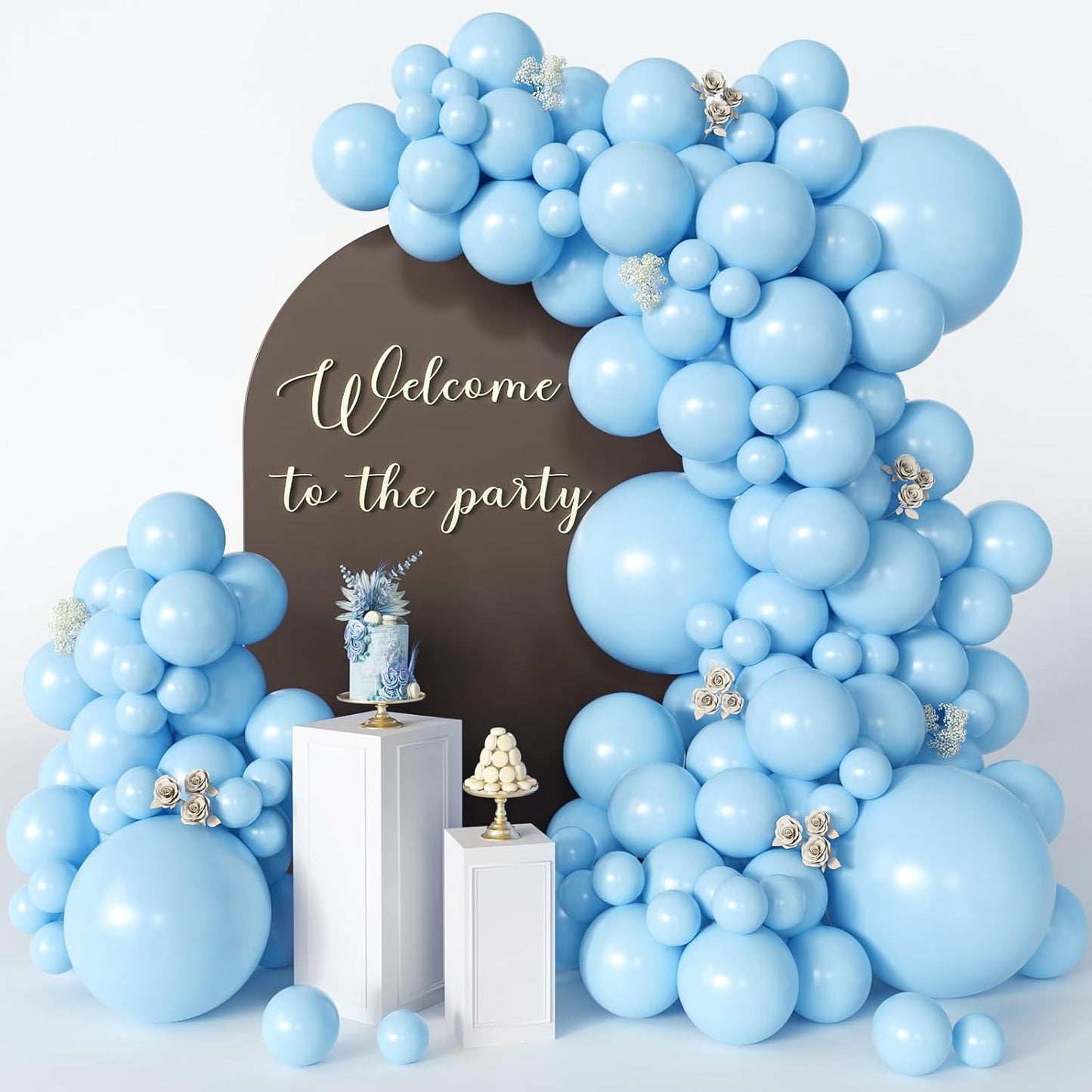 Light Blue Balloons 125 Pcs Different Sizes of 18 12 10 5 Inch Light Baby Pastel Sky Blue Balloon Arch Kit Garland for Birthday Baby Shower Gender Reveal Graduation Wedding Decoration