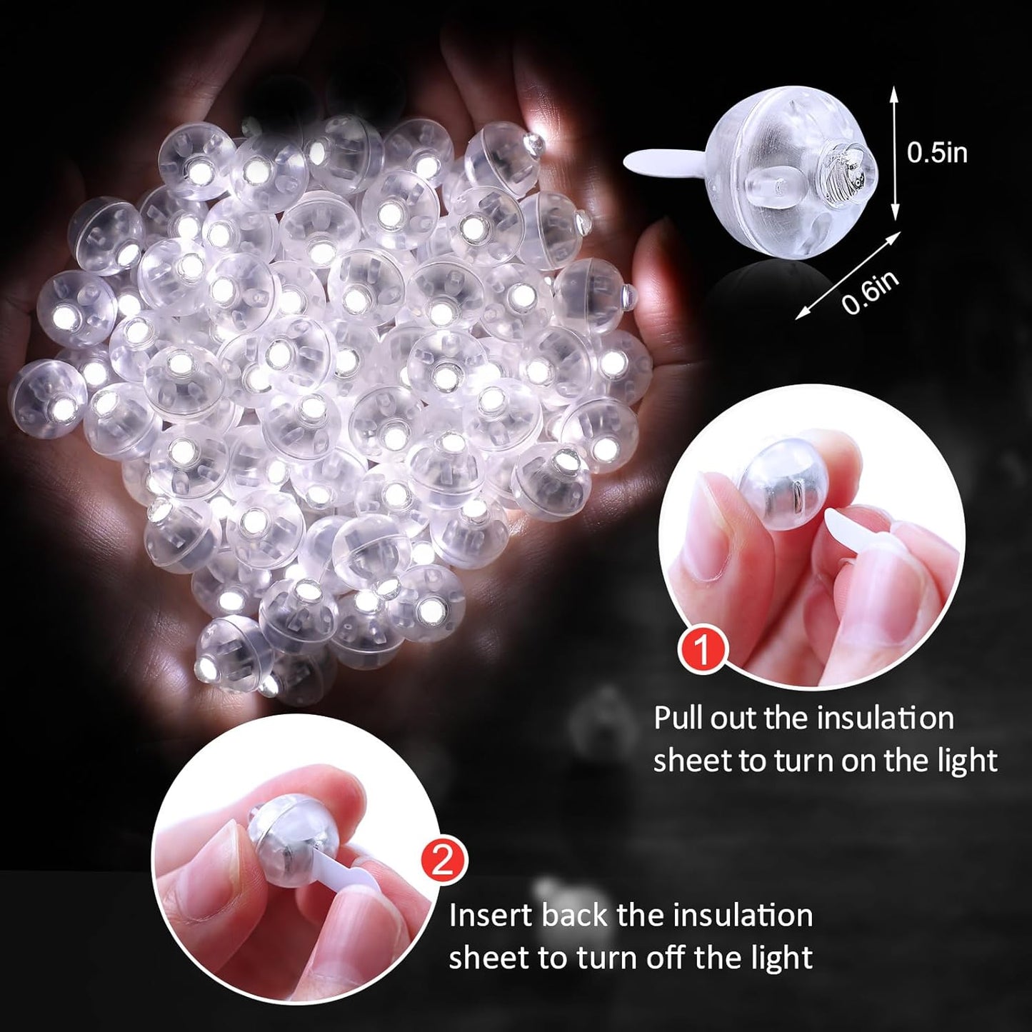 AIKEI 100pcs LED Balloon Lights, Mini Round Balls Lights,Waterproof Tiny Party Lamps for Balloon Paper Lantern Easter Eggs Decor Halloween Christmas Birthday Party Wedding Decoration Cool White