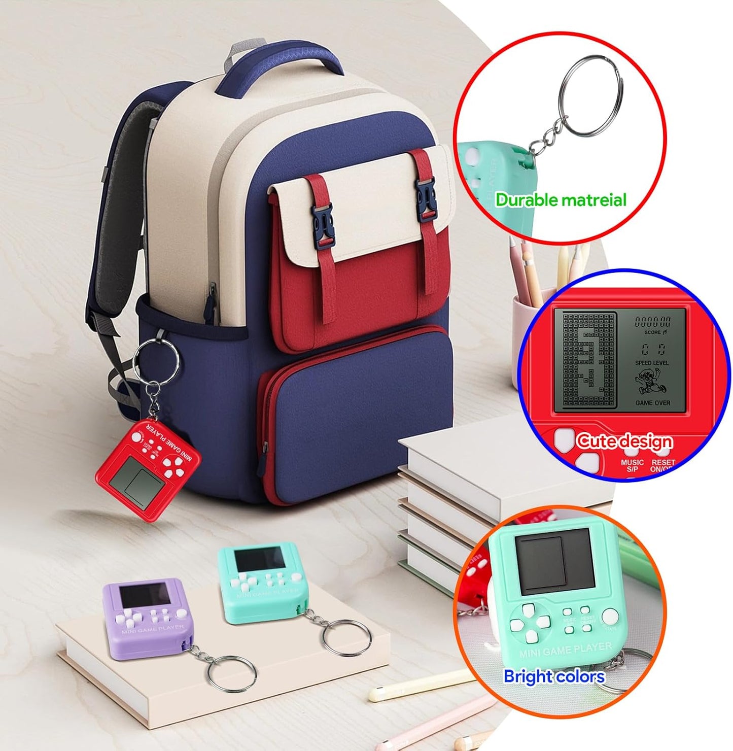 12Pcs Video Game Party Favors for Kids, Mini Game Keychain Arcade Party Favors Birthday Supplies Classroom Prizes for Boys and Girls