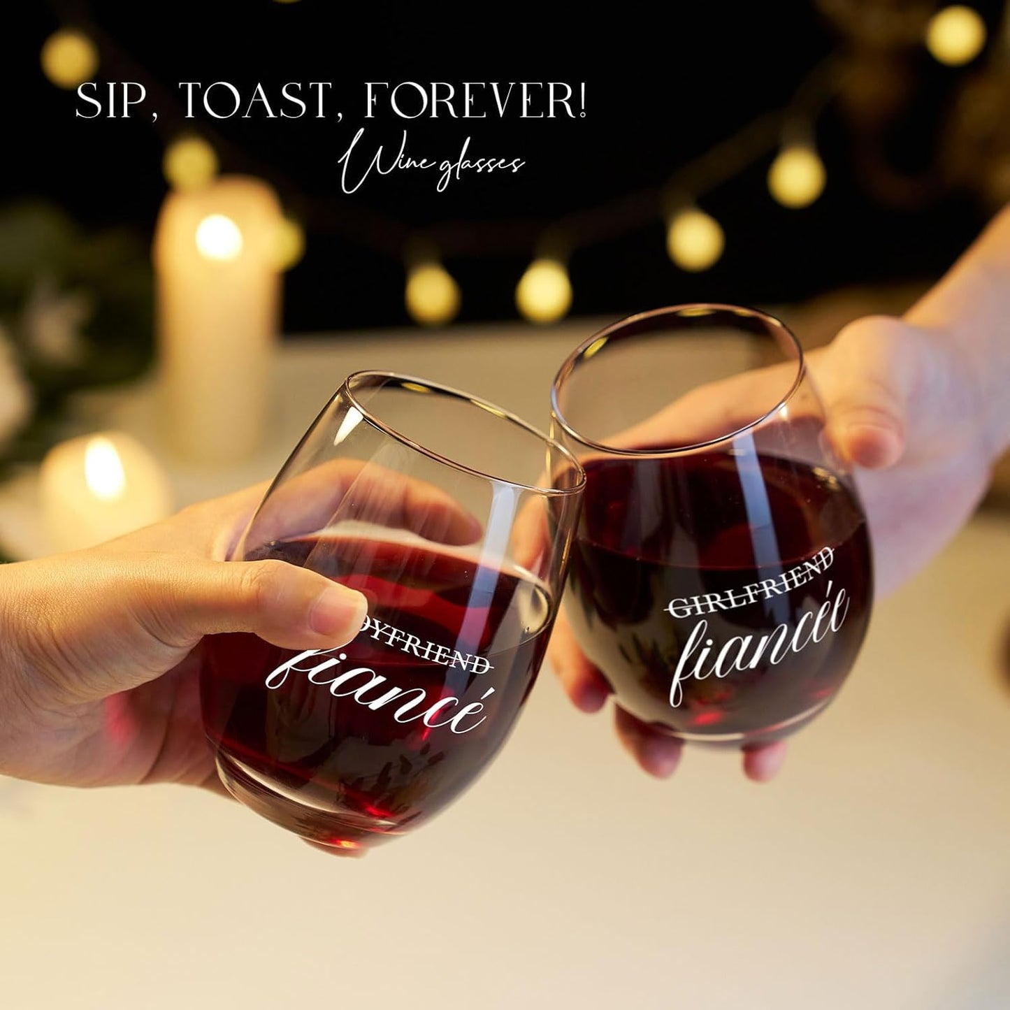 AW BRIDAL Engagement Gifts for Couples 2025 Wine Glasses Set, Fiance Gifts for Women and Newly Wed, Wedding Gift for Bride and Groom, Wine Decanter Set for Engagement Party and Proposal Decorations