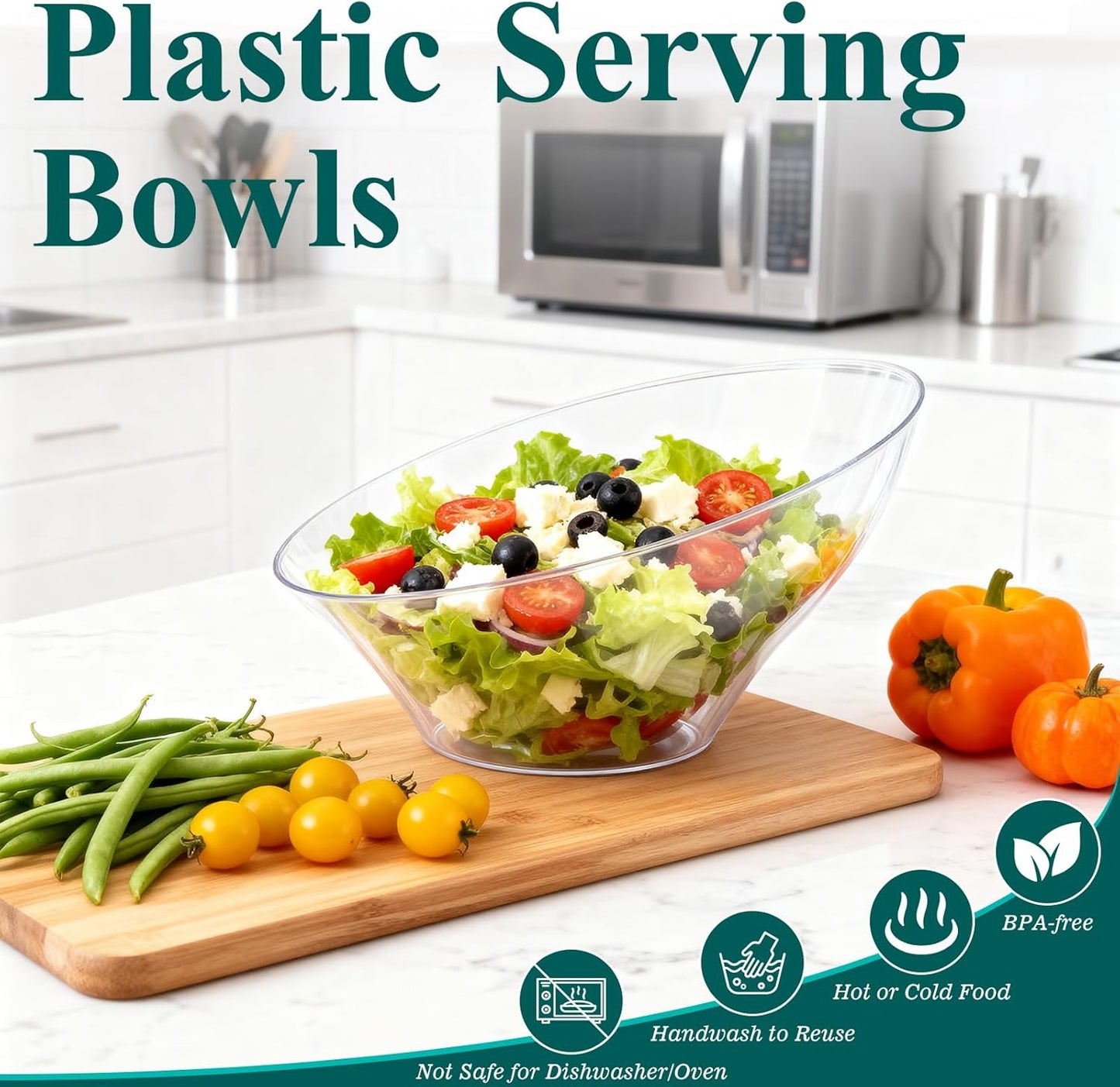 20pack Clear Plastic Serving Bowls for Party,20oz Disposable Serving Bowl,Angled Bowls for Wedding Party Chip, Candy, Salad,Fruit