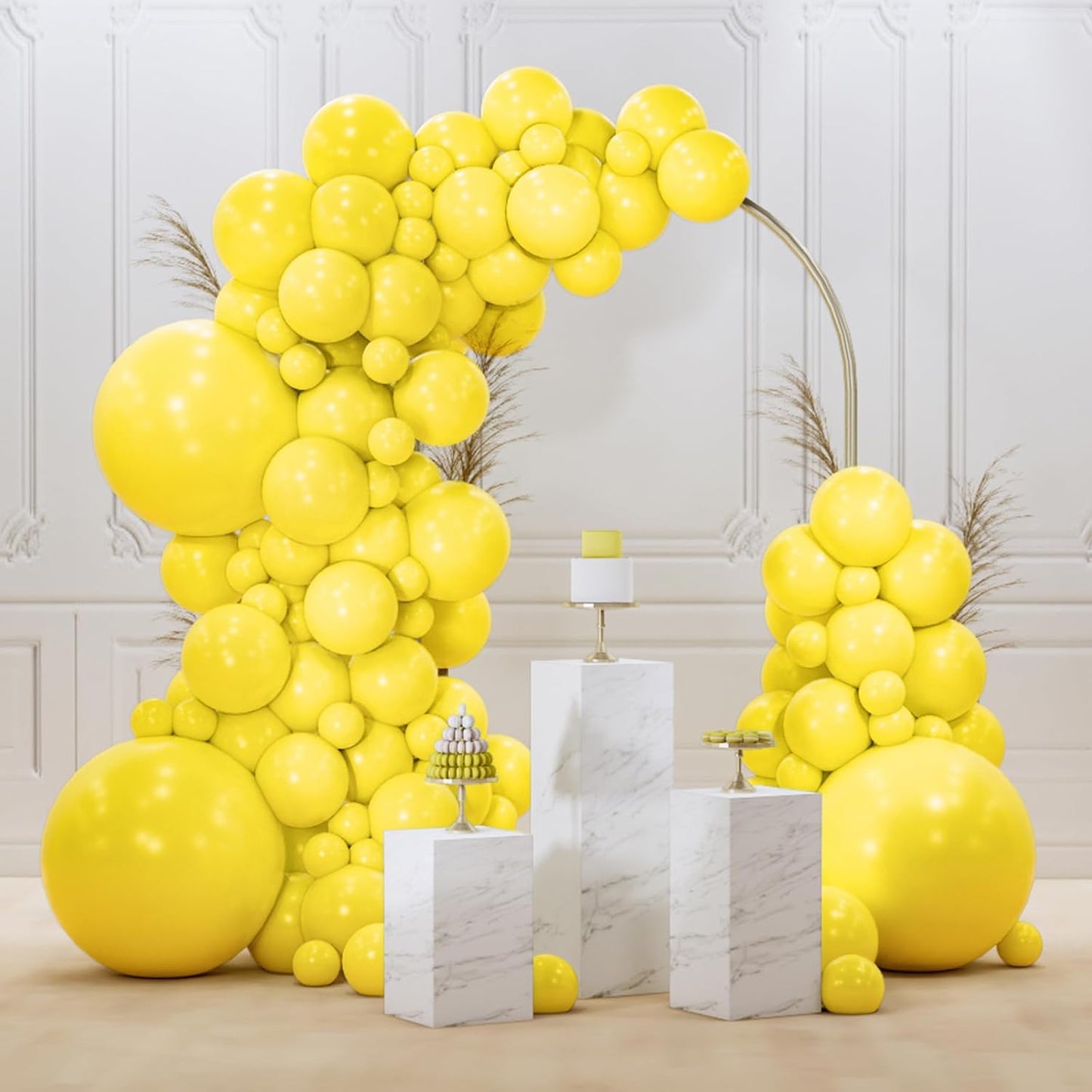 PartyWoo Yellow Balloons 128 pcs Different Sizes of 18 12 10 5 Inch Light Yellow Balloon Arch Kit Garland for Easter Bee Baby Shower Engagement Sunflower Birthday Graduation Decorations Yellow-Y55