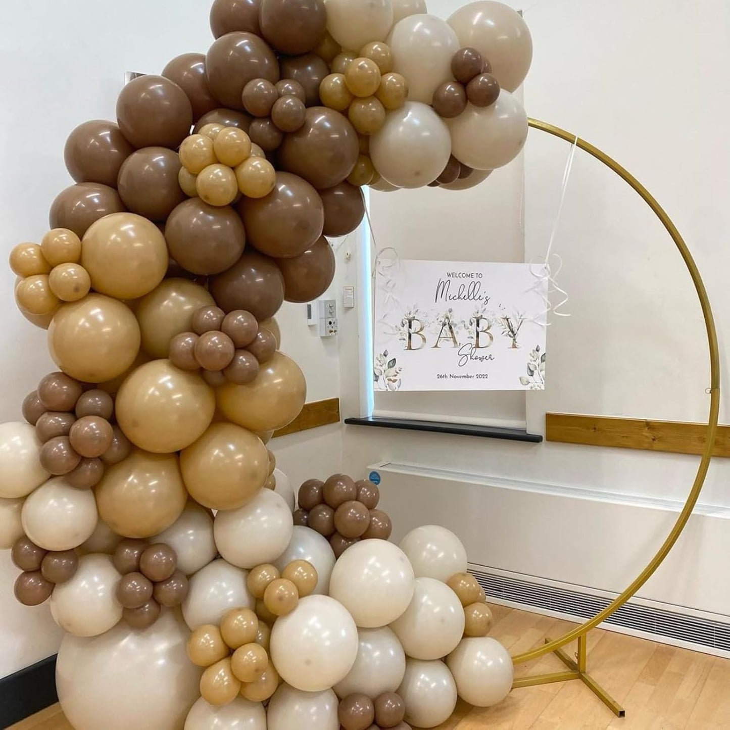 Brown and Gold Balloons, 60PCS 12 Inch Brown Sand White and Nude Balloon Set with Metallic Gold Confetti Balloons, Latex Helium Balloon for Birthday Wedding Graduation Anniversary Party Decorations