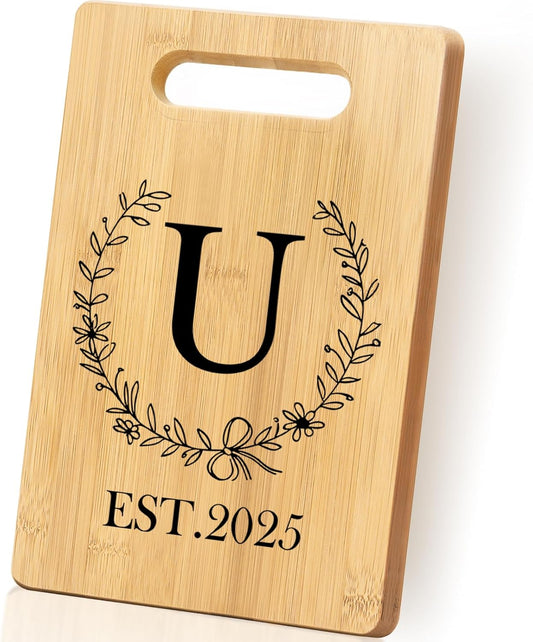 Personalized Cutting Board, Monogrammed Wedding Gift for Couple Newlywed 2025, Initial Birthday Gifts for Women, Gift for Bridal Shower Wedding Shower Engagement Anniversary Housewarming(Letter-U)