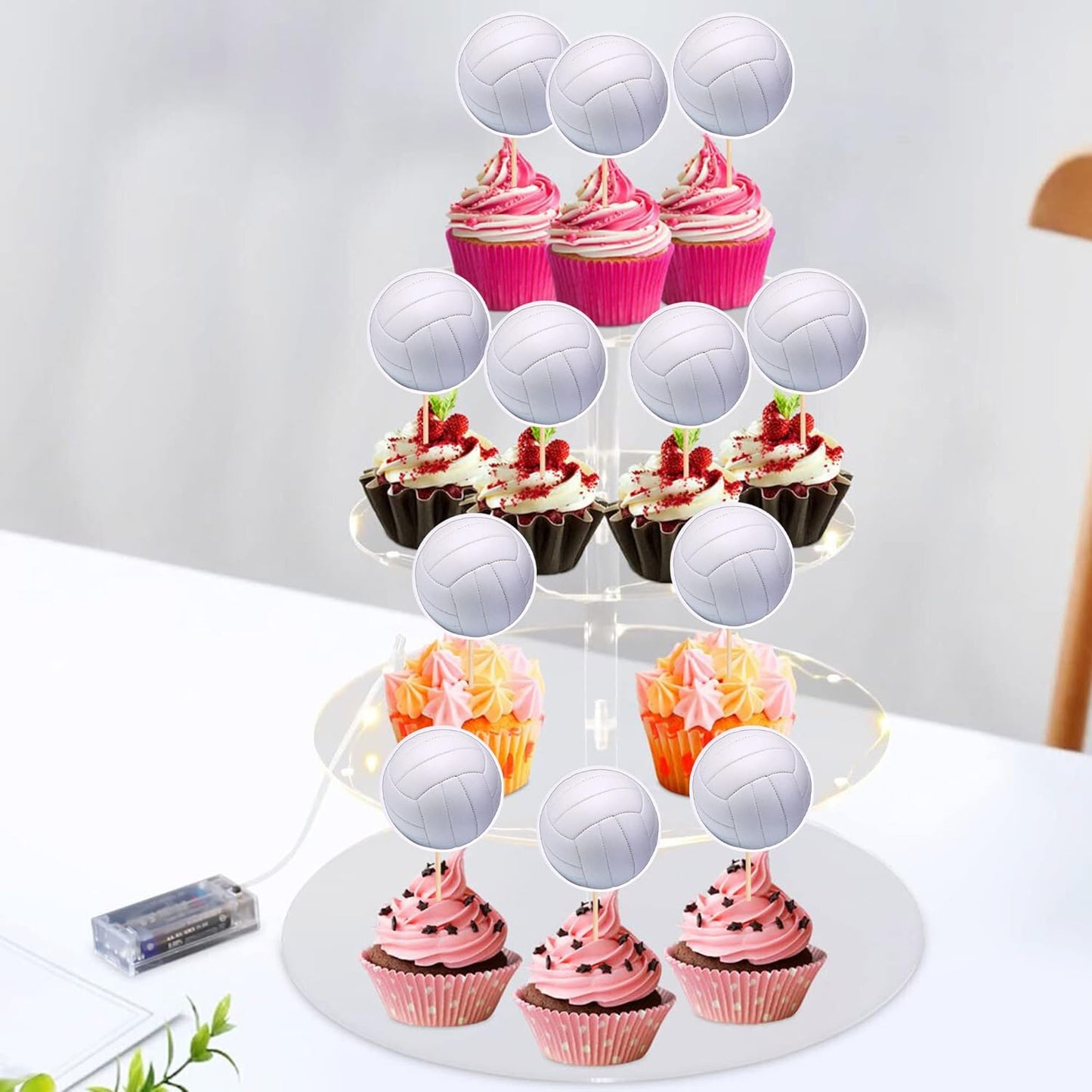 36 PCS Volleyball Cupcake Toppers Sports Ball Cupcake Picks Volleyball Game Player Birthday Cake Decoration for Sports Volleyballs Theme Baby Shower Birthday Party Decorations Supplies