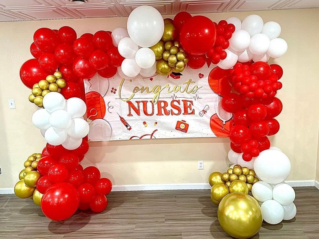 Red and Gold White Balloon Garland Arch Kit, 187Pcs Explosion Star Balloons Red White Metallic Gold Confetti Latex Balloon for Valentine's Day Wedding Birthday Engagements Anniversary Party Decoration