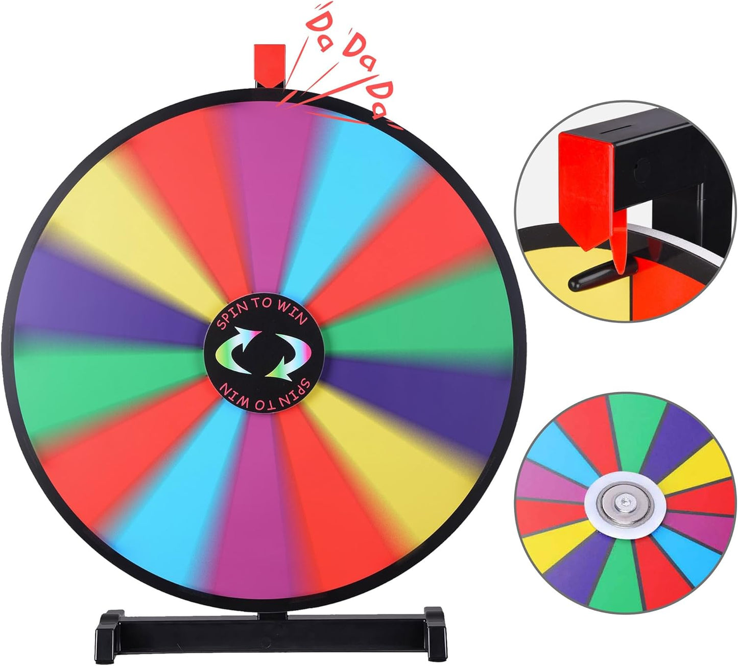 WinSpin 24" Heavy Duty Spinning Prize Wheel Large 14 Slots Tabletop Color Roulette Wheel with Dry Erase Marker & Eraser for Trade Show Fortune Spinning Game, Classic Series