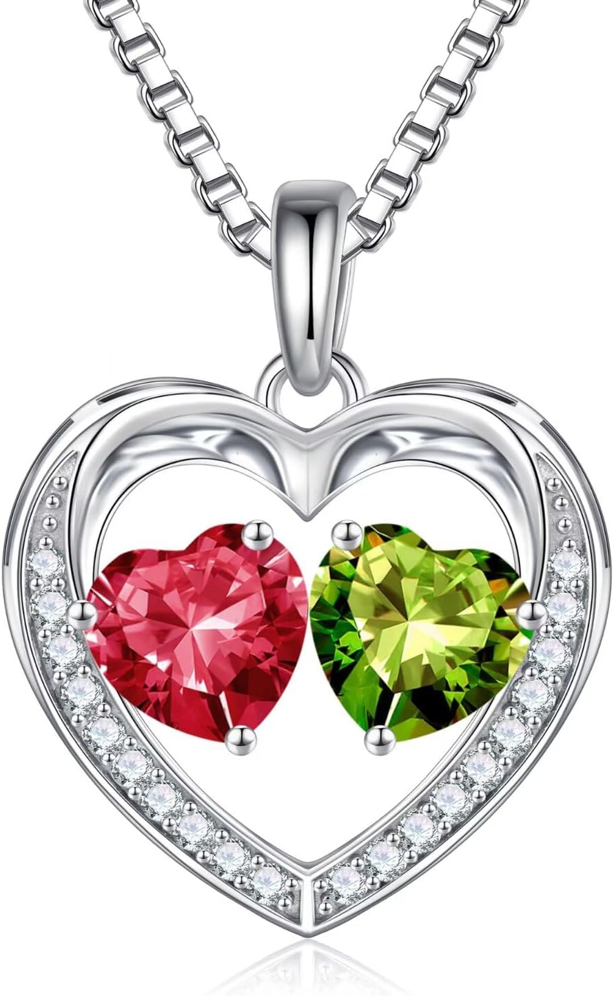 Iefil Christmas Gifts for Wife - 925 Sterling Silver Birthstone Necklace, Anniversary Birthday Gifts for Women, Stocking Stuffers for Women Wife Mom Daughter