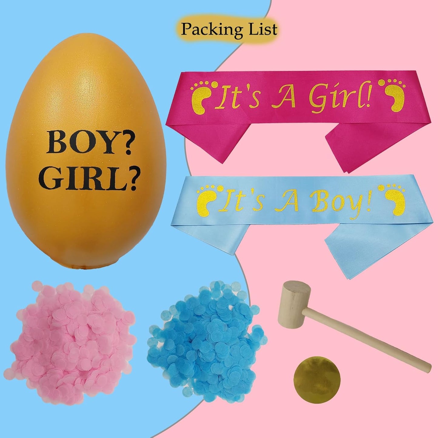 Charming Golden Egg Baby Shower Gender Revealing Treasure,Boy or Girl Gender Reveal Ideas,Decorations,Box,Games,Confetti and Sash