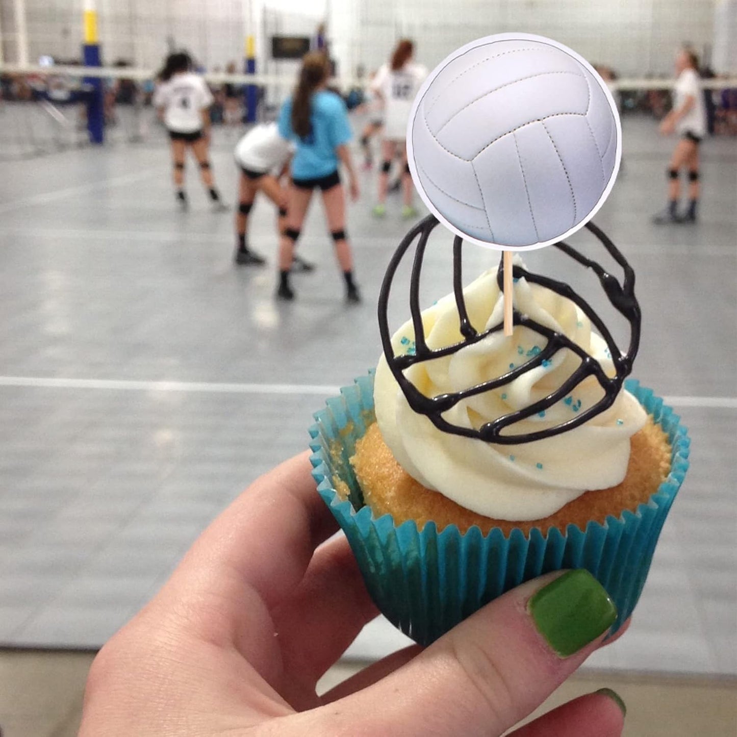 36 PCS Volleyball Cupcake Toppers Sports Ball Cupcake Picks Volleyball Game Player Birthday Cake Decoration for Sports Volleyballs Theme Baby Shower Birthday Party Decorations Supplies