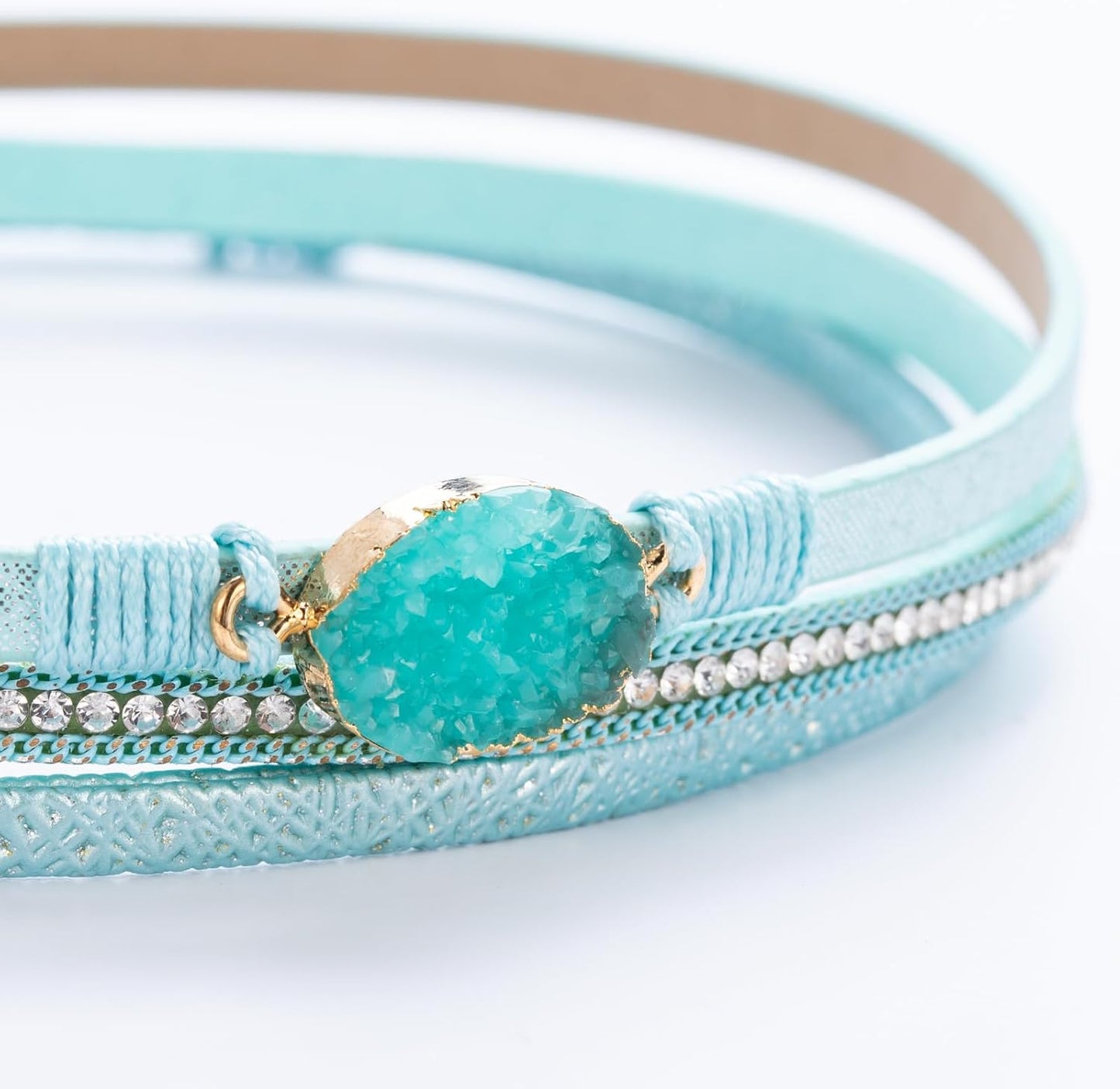 FANCY SHINY Leather Wrap Bracelet Boho Cuff Bangle Bracelets Crystal Bead Bracelet with Magnetic Clasp Jewelry Gifts for Women