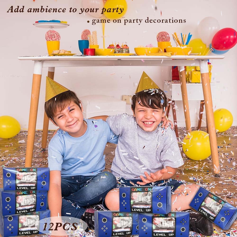Shescrzionu Video Game Party Favors Boxes 12 PCS-Perfect Party Favor Boxes with Window,Game On Birthday Decorations Video Game Birthday Decorations,Game Bags,Video Game Gifts Aa06