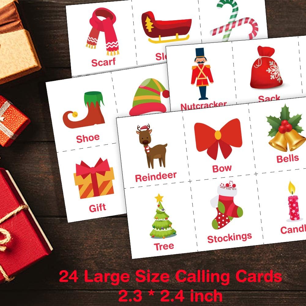 V-Opitos Christmas Bingo Game, 32 Players - Christmas Party Games for Kids and Adults, Xmas Bingo Card for Family/Class/Group Activities