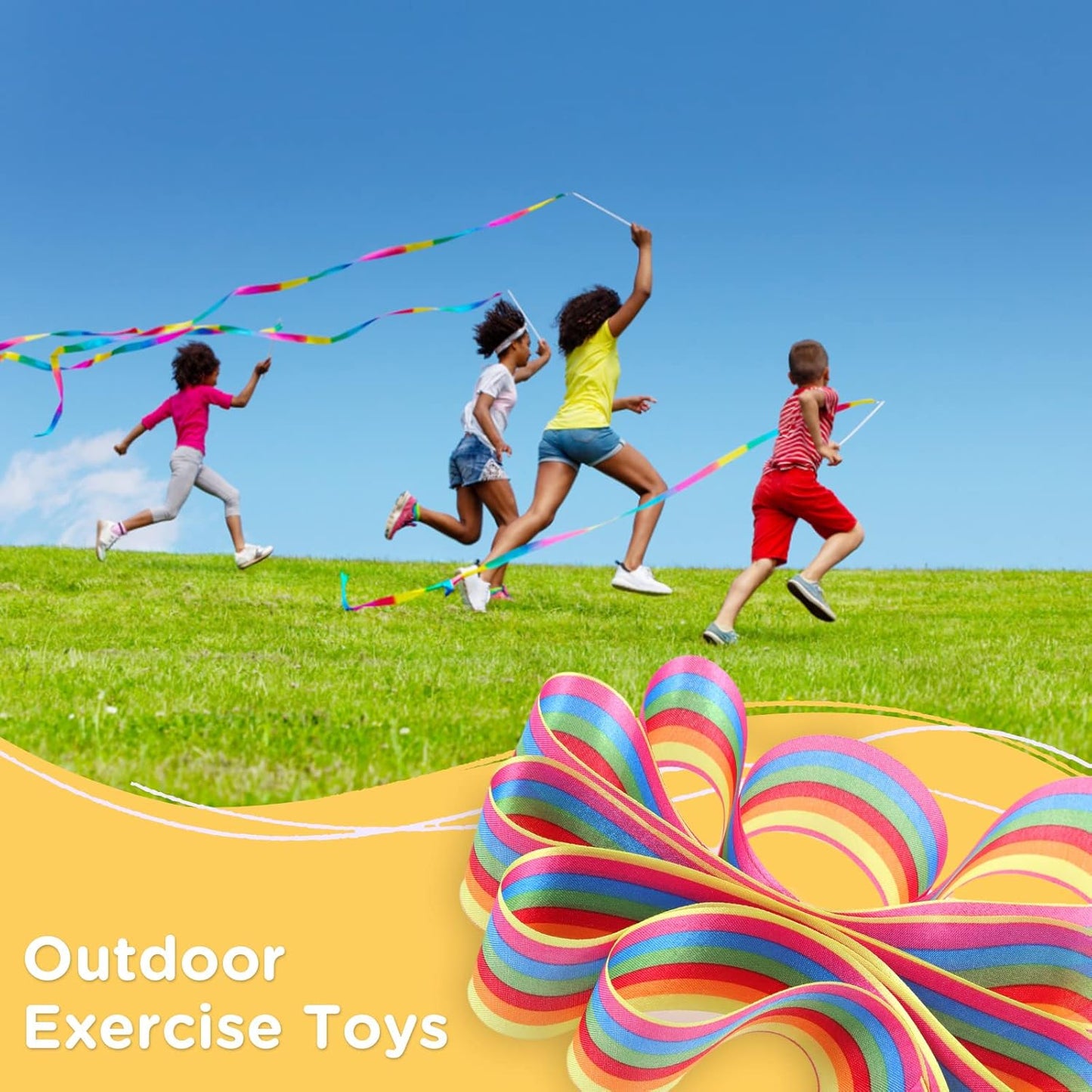 24PCS Rainbow Party Favors - Dance Ribbons for Kids Circus Carnival Rhythmic Gymnastics Birthday Party Decoration Supplies, Ribbon Baton Twirling Sticks Silks Streamers Wands for Girls