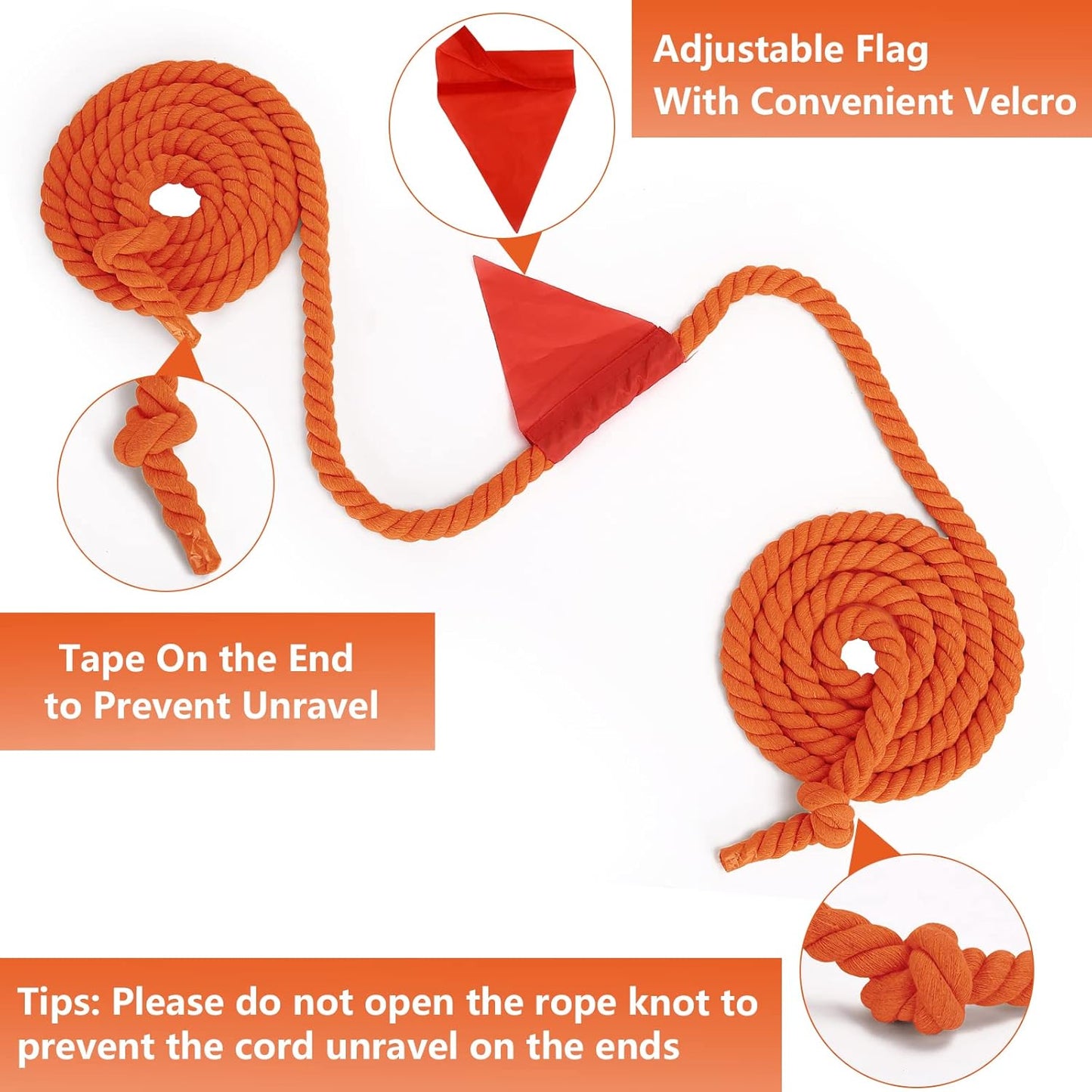 CWLAKON Field Day Games Tug of War Rope, Outdoor Games for Kids, Teens and Adults, Family Reunion Birthday Party, 20 Feet, Orange