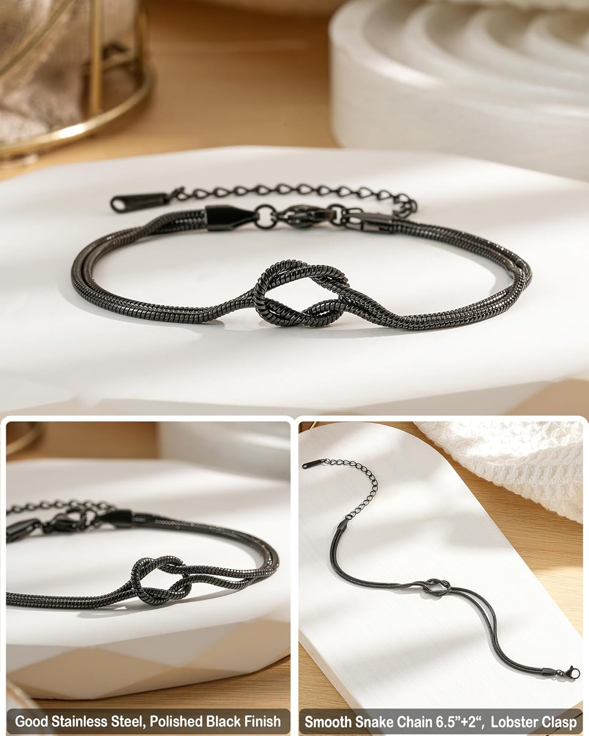 Tarsus To My Men/Husband/Son Bracelet, Black Love Knot Bracelet Jewelry Christmas Birthday Anniversary Valentine Gift Ideas