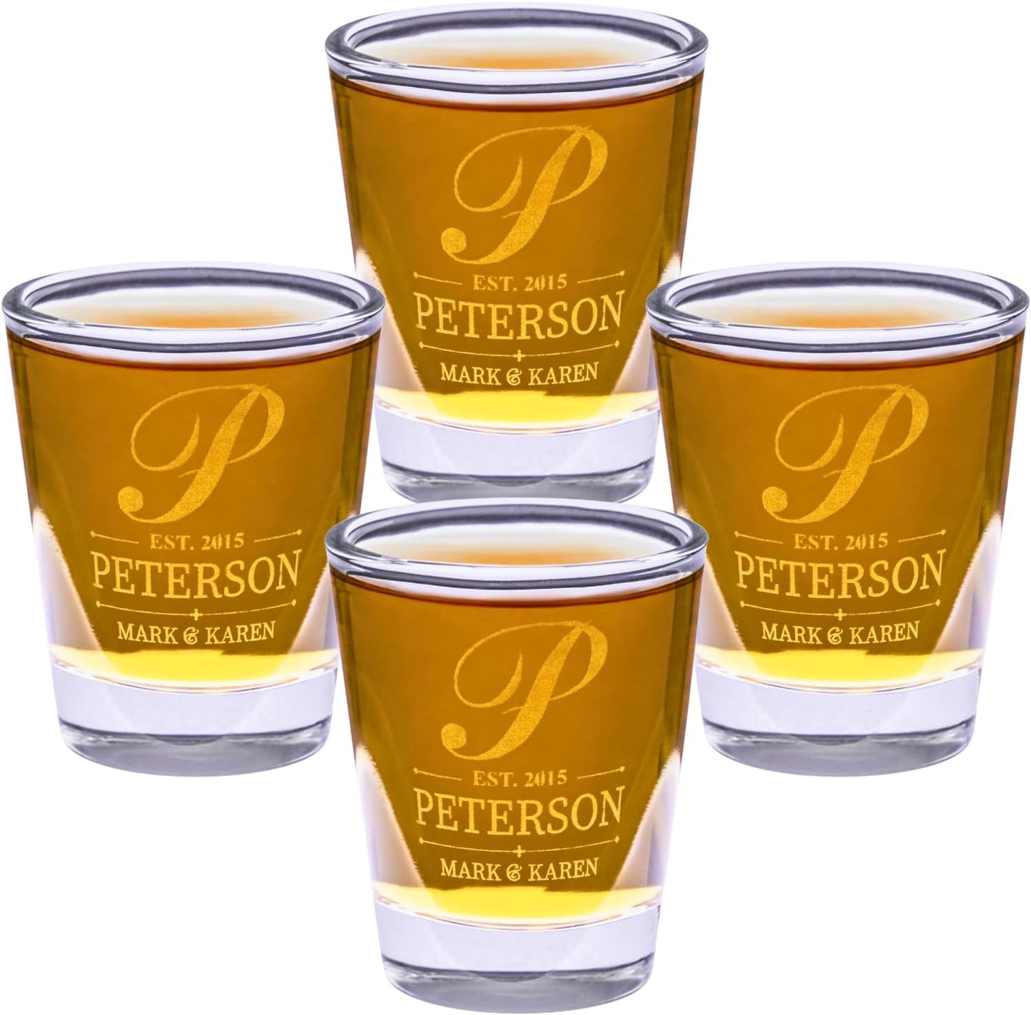 Gifts Inscribed Personalized Shot Glasses Set of 4 – Customized Glasses Drinking Set – Custom Drinking Glasses – Engraved Shot Glass Gift, Wedding, Birthday, Anniversary