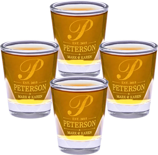 Gifts Inscribed Personalized Shot Glasses Set of 4 – Customized Glasses Drinking Set – Custom Drinking Glasses – Engraved Shot Glass Gift, Wedding, Birthday, Anniversary