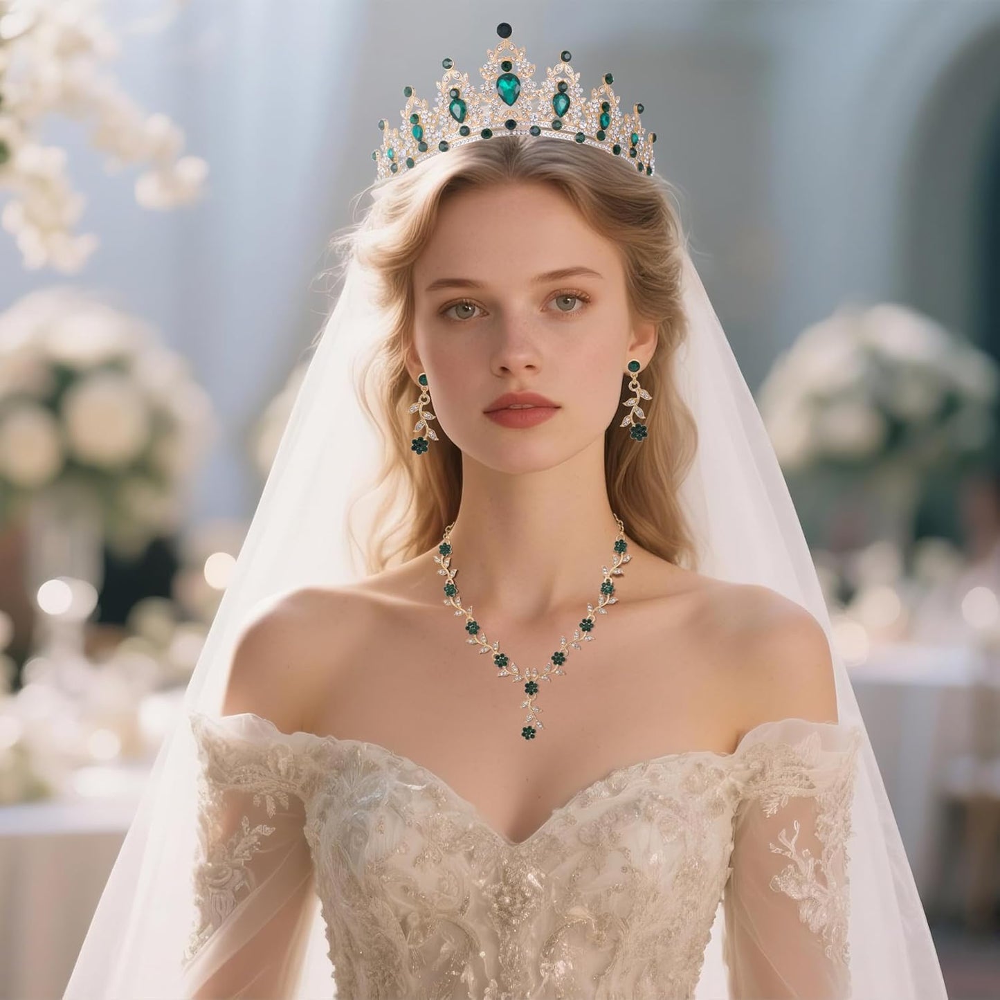 Kamirola Tiaras and Crowns for Women,Tiaras Earrings Necklace, Crystal Bridal Jewelry Set, Costume Party Halloween Prom Pageant Jewelry for Women(TR45)