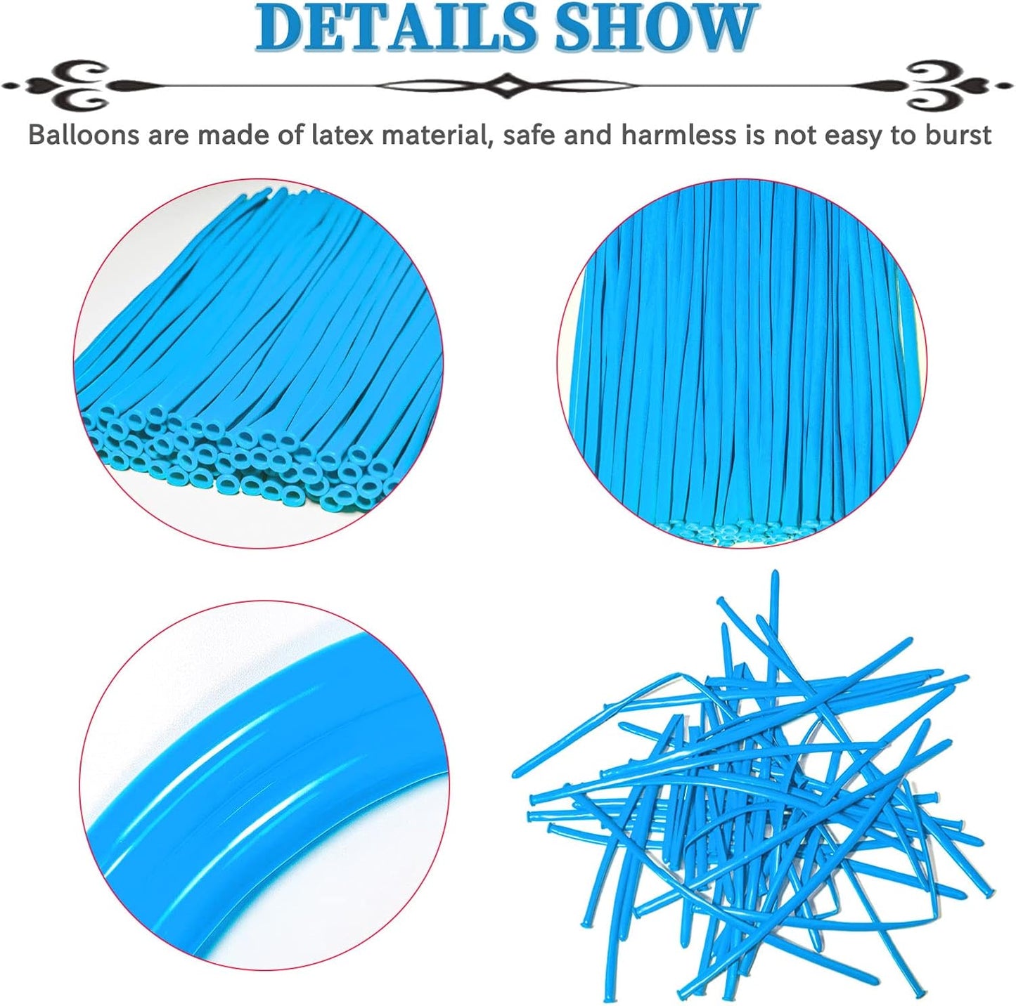 Light Blue Long Balloons Premium 260 Twisting Balloons Animals Magic for Birthday Kids Wedding Party Supply 100pcs