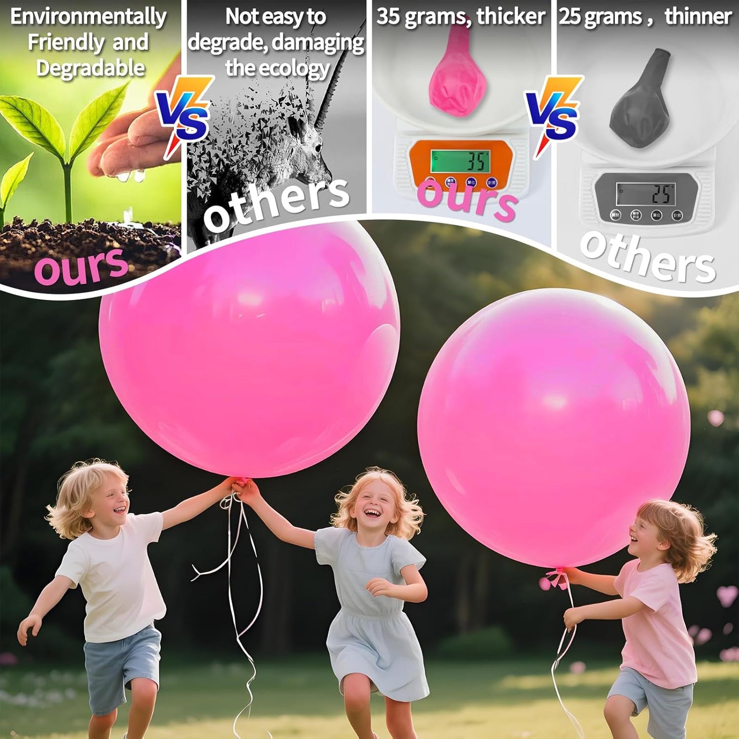 KAWKALSH Pink Balloons 9pcs 36 Inch Extra Large Big Jumbo Giant Matte Pink Balloons for Baby Shower Valentine's Day Princess Bridal Shower Bachelorette Birthday Party Decorations