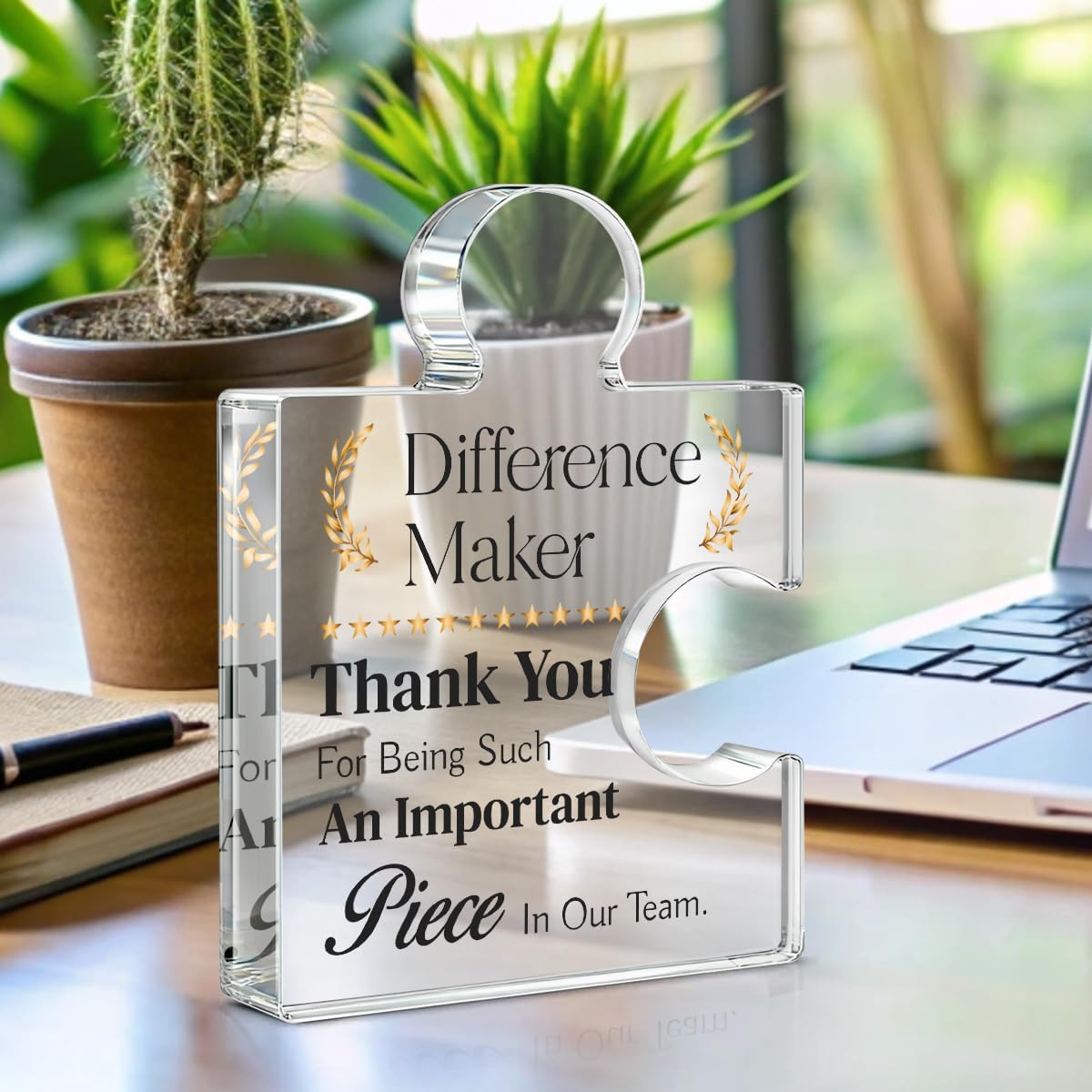 Team Gifts for Employees, Thank You Appreciation Gift for Coworkers Colleagues Employees, Best Team Ever Gifts Difference Maker Acrylic Puzzle Piece Plaque Office Decor