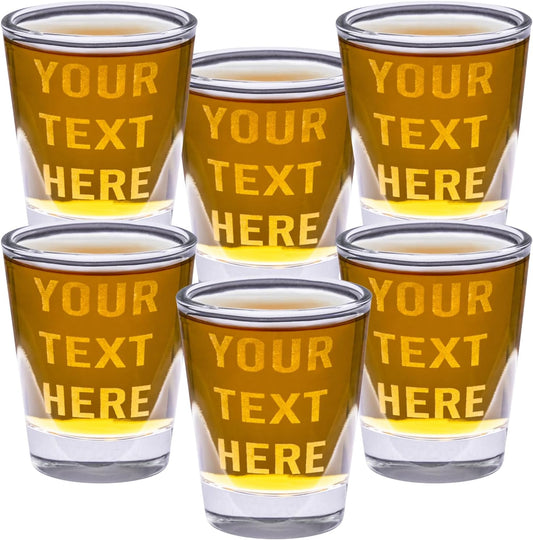 Gifts Inscribed Personalized Shot Glasses Set of 6 – Custom Text Drinking Glasses – Engraved Shot Glass Gift for Men, Wedding, Anniversary, Birthday, Engagement
