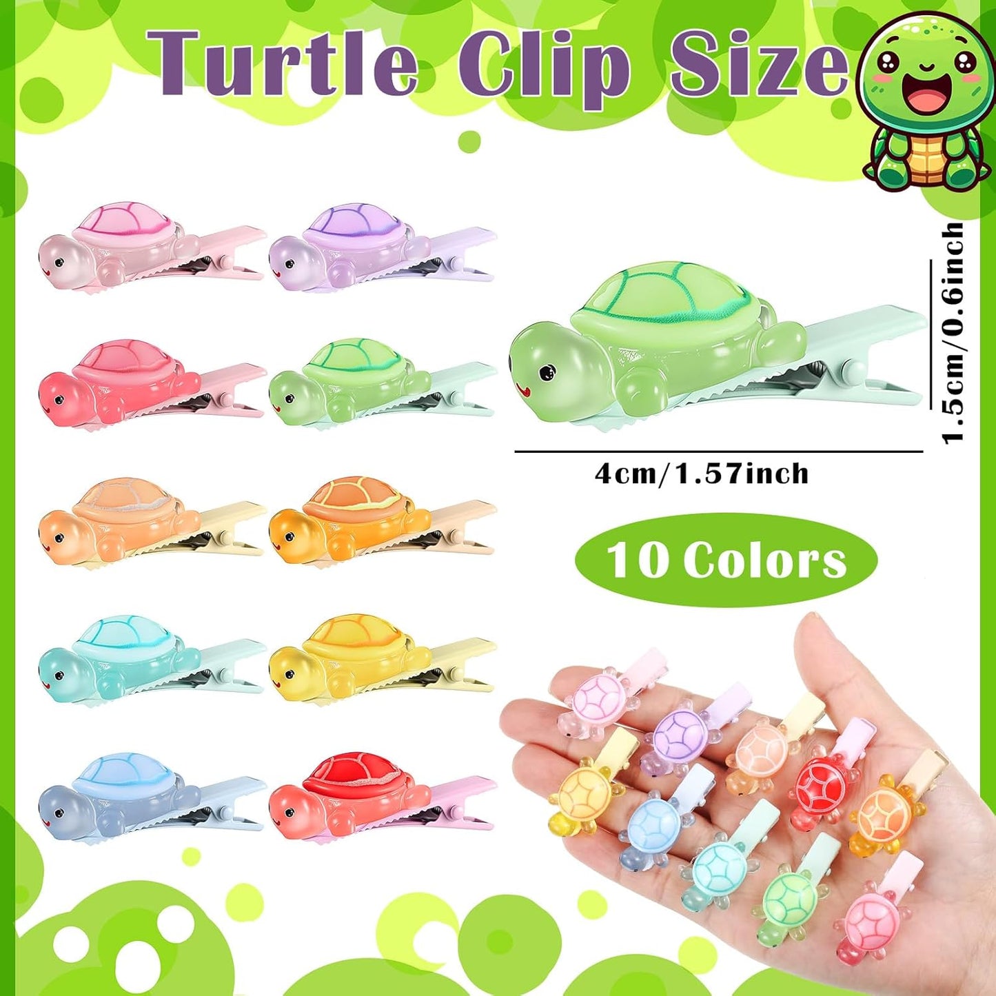 30 Pcs Mini Glow Hair Clips Girls Rave Hair Clips for Women Christmas Music Festival Holiday Party Supplies (Turtle)