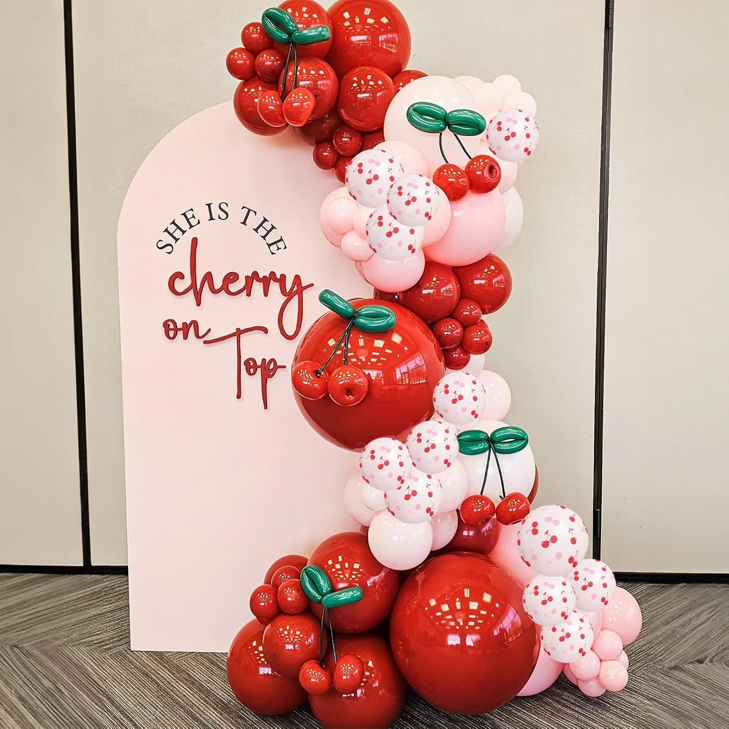 Cherry Balloons, 12 Inch Red and Pink Balloons Cherry on Top Balloon Pastel Baby Pink Matte Red Helium Latex Party Balloon for Girls Women Birthday Bridal Baby Shower Wedding Party Decorations