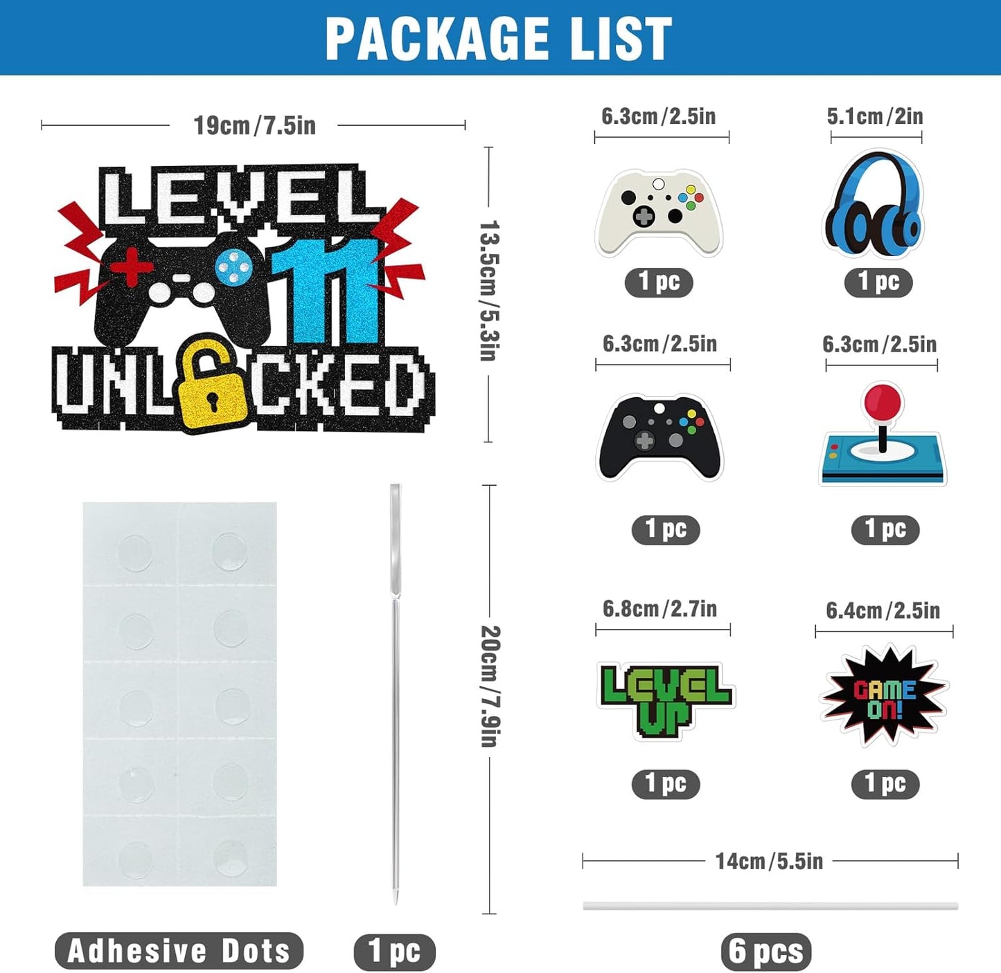 Video Game Cake Topper, Level 11 Unlocked Cake Topper, Happy 11th Birthday Game Party Decorations for Boys Girls, Video Game Controller Themed Birthday Party Supplies for Game Fans, Kids and Men