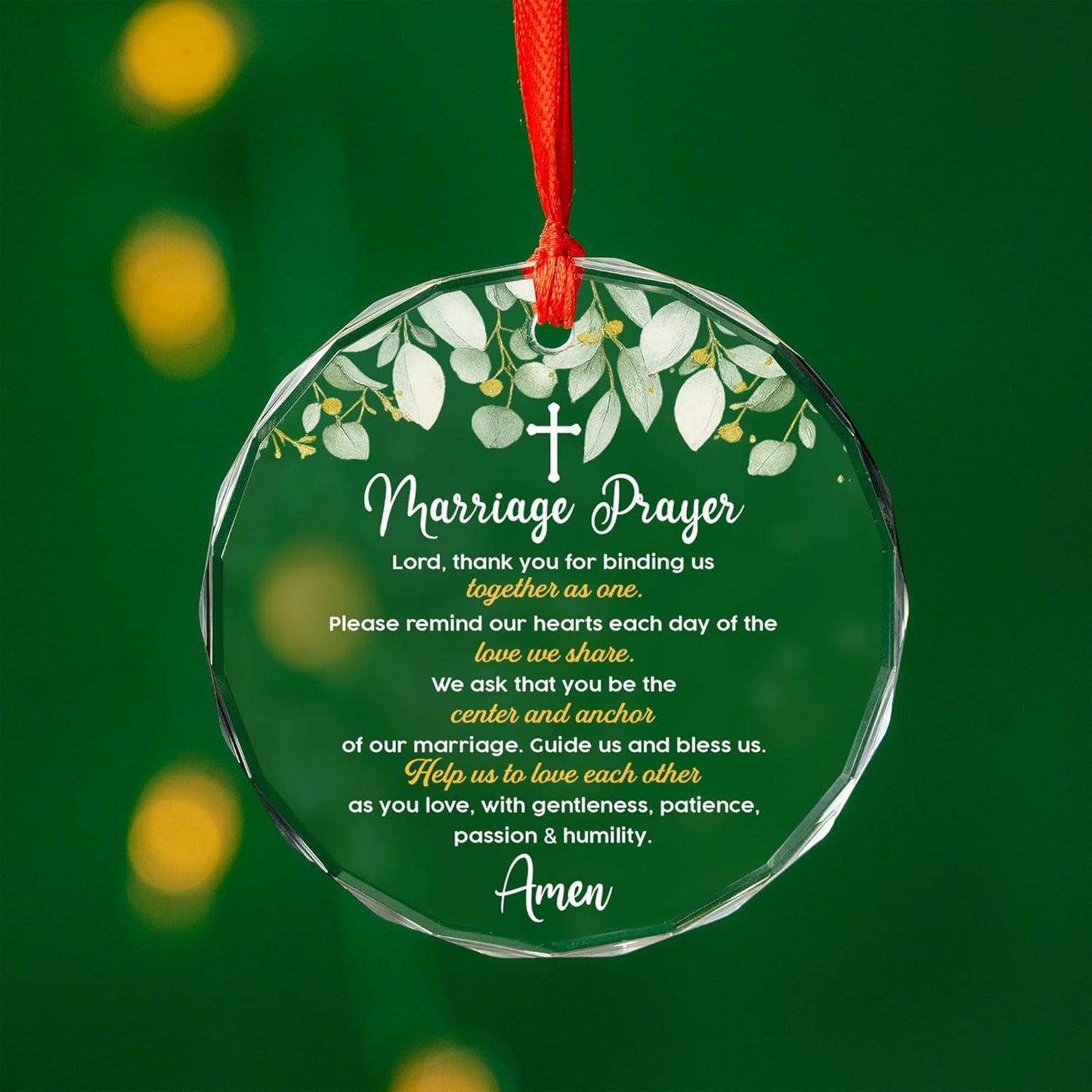 Christian Wedding Gifts for Couple 2025 - Marriage Prayer Religious Wedding Gift for Newlyweds, Married Couples Anniversary, Bride, Groom - Mr & Mrs Decor, Bridal Shower Gift - Glass Ornament (MP2)