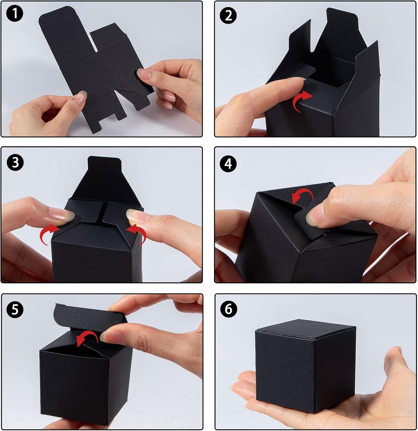 50 Pack Black Gift Boxes 2x2x2 inches, NIGNYA Small Kraft Cardboard Gifts Boxes Paper Cube Favor Box Easy Assemble Paper Gift Box with lids for Candle Packaging,Presents Birthday Christmas Wedding Party