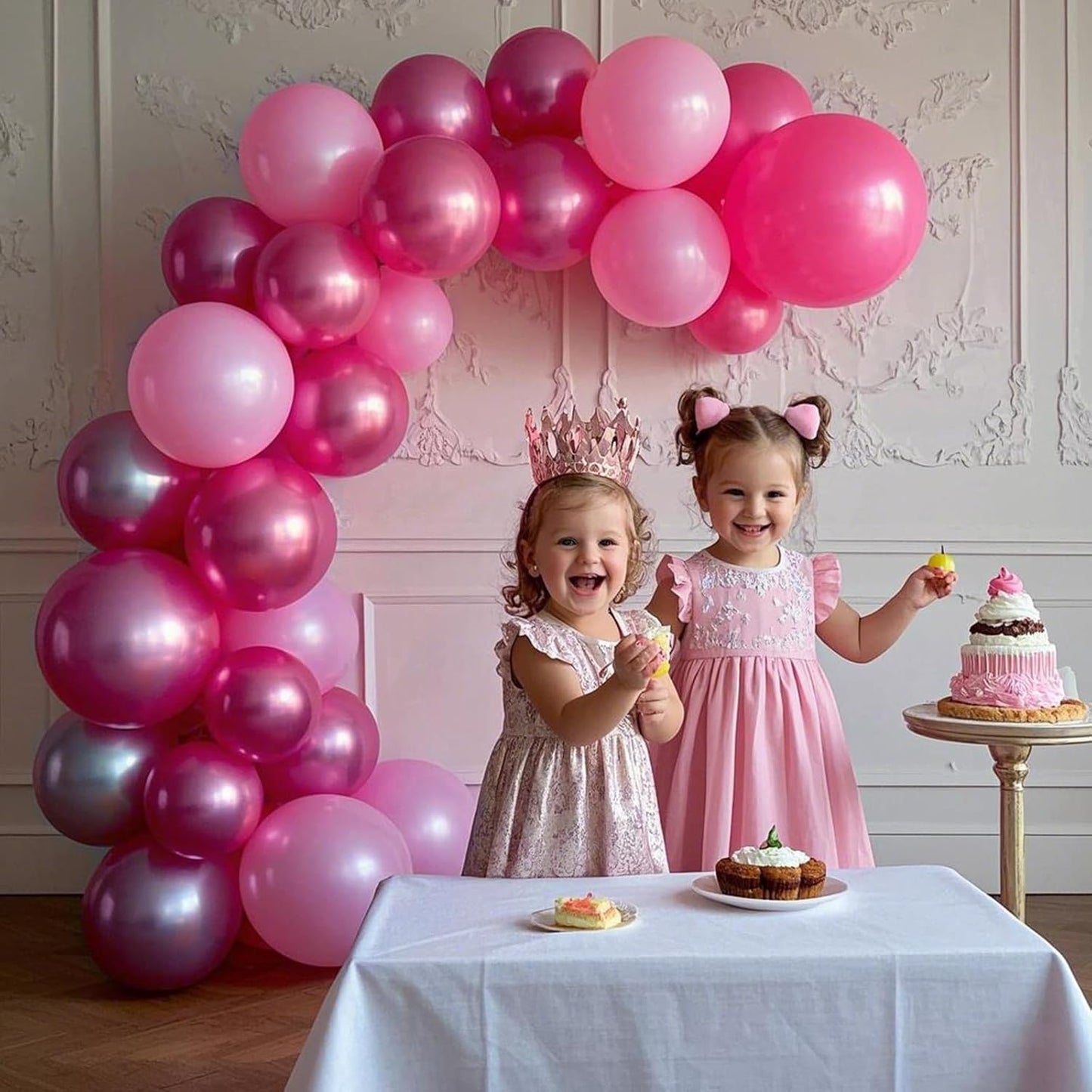 CVPARTON Pink Balloons Set, 55 PCS Metallic Pink Balloons, Baby Pink, Hot Pink 12 Inch Latex Balloon for Girls Women Birthday Party, Bridal Shower, Baby Shower, Wedding, Princess Party Decoration