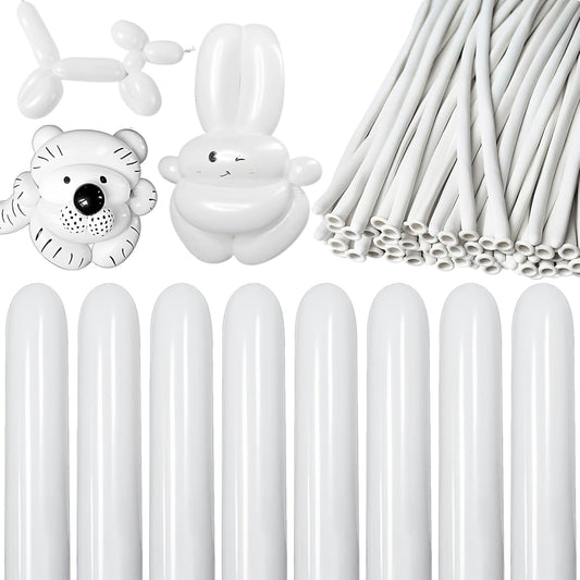 KAWKALSH 260 Balloons White Twisting Animal Balloon Thickening Latex Modeling Long Magic Balloon for Animal Model Skinny Clown Christmas Birthday Wedding Party Garland Decorations 100pcs
