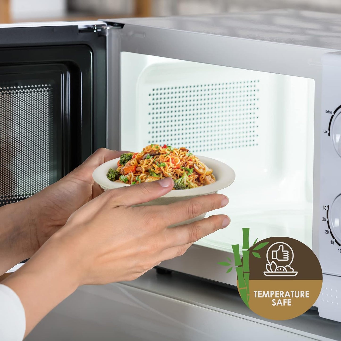 PAMI 100% Biodegradable Sugarcane Bowls [Pack of 50] Natural Compostable Soup Bowls- Planet-Friendly Bagasse Bowls For Hot & Cold Uses- Heavy-Duty Disposable Microwavable Paper Serving Bowls (5 oz.)