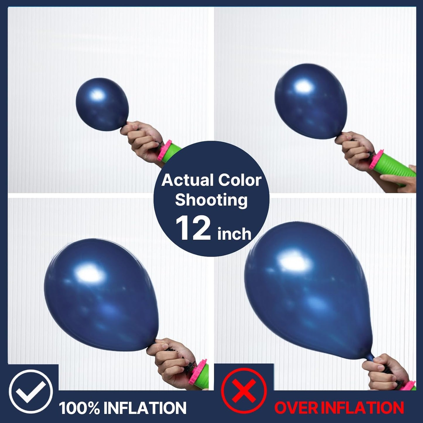 PartyWoo Metallic Navy Blue Balloons 50 pcs 12 Inch Metallic Dark Blue Latex Helium Balloons for Graduation New Year Weddings Father's Day Baby Shower Birthday Party Decorations Blue-G113