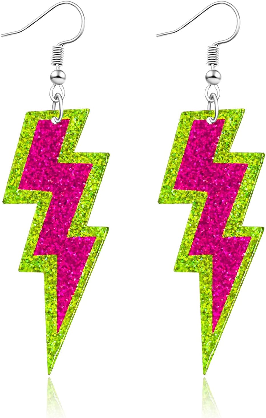 80s Neon Earrings for Women Acrylic Lightning Bolt Drop Earrings Retro 80s 90s Glow Party Accessories Neon Jewelry for Halloween Costume Outfit