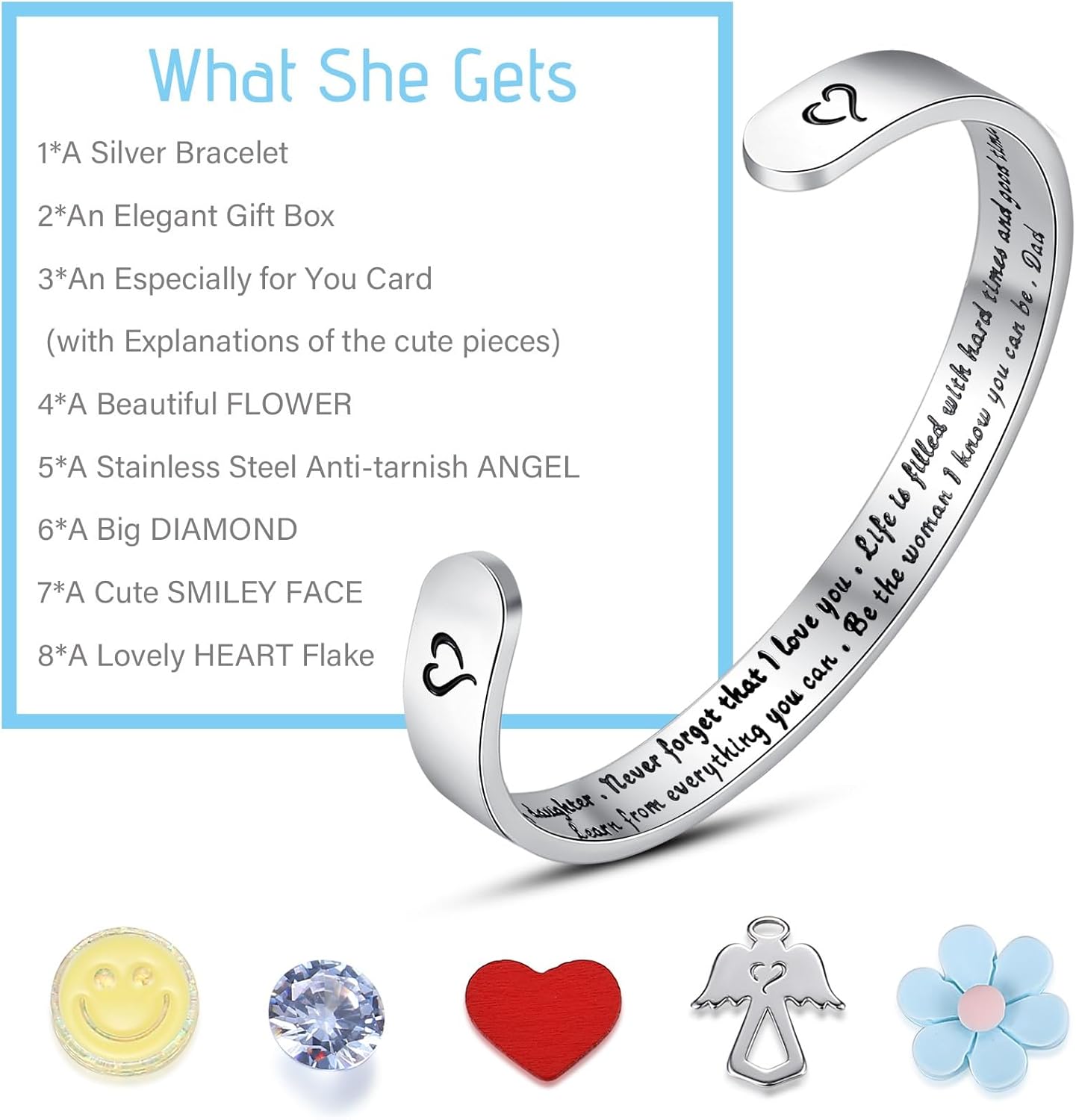 SAM & LORI Personal Bracelets for Teens/Women-Inspirational Jewelry Gifts (Various Designs) for Daughter/Sister/Mom/Friends-Adjustable Bracelet in a Pretty Gift Box