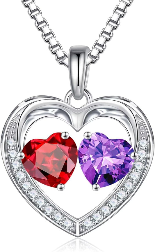 Iefil Christmas Gifts for Wife - 925 Sterling Silver Birthstone Necklace, Anniversary Birthday Gifts for Women, Stocking Stuffers for Women Wife Mom Daughter