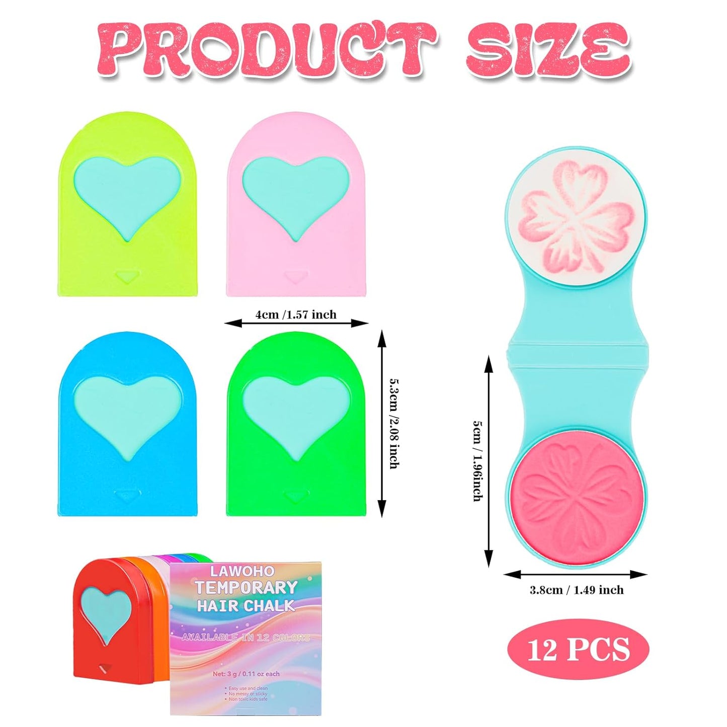 Temporary Hair Chalk for Girls 12 Color,Washable Hair Dye For Girl Kids Adults Glow in UV Light Neon Hair Color Makeup for Halloween Cosplay,Birthday Christmas Gift for Girls Age 5-12 Years Old