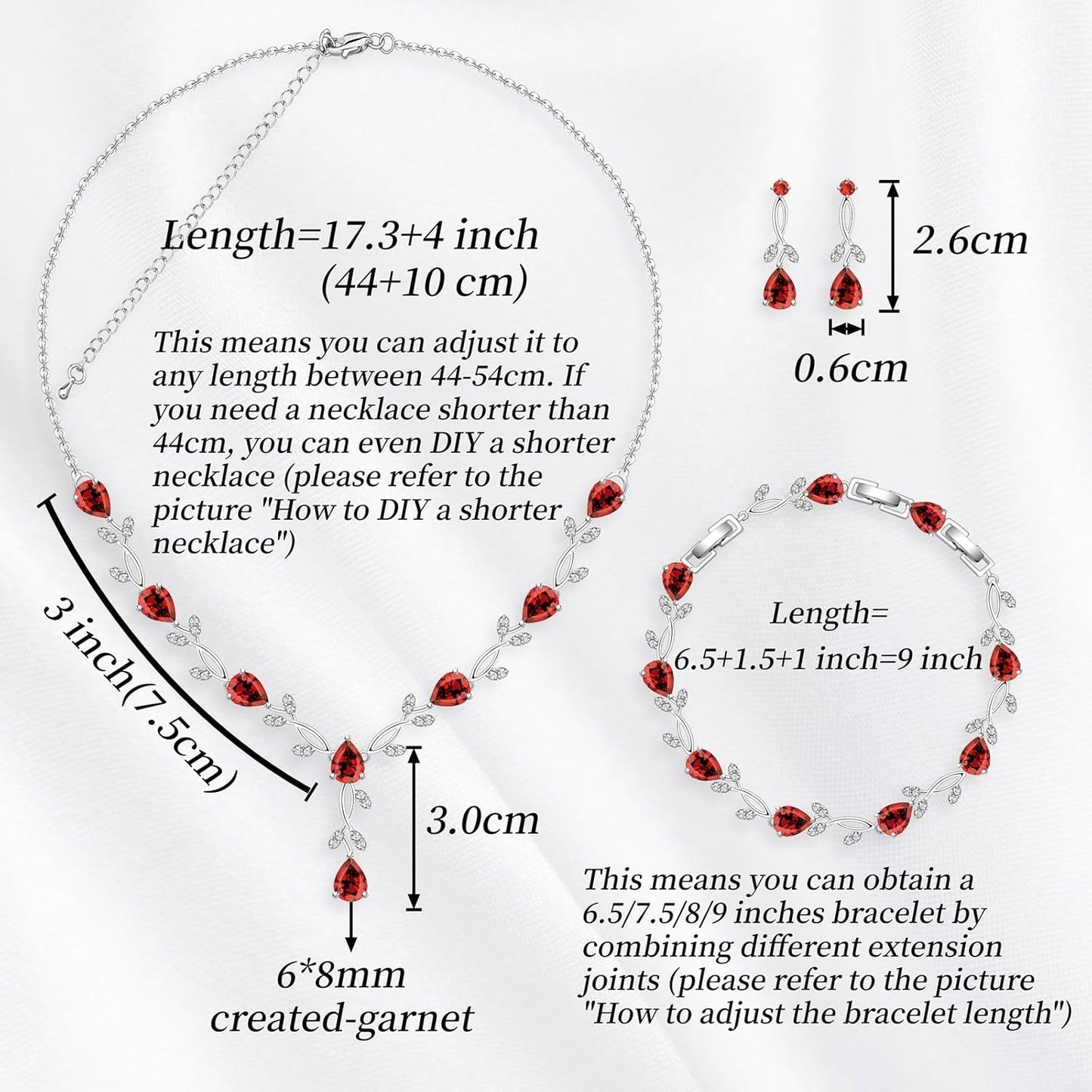 GZWHD Wedding Jewelry Sets for Bride Bridesmaid Women Cubic Zirconia Necklace Earrings Bracelet Set Gift for Mother Friend Wife Daughter Sister Party Prom Jewelry