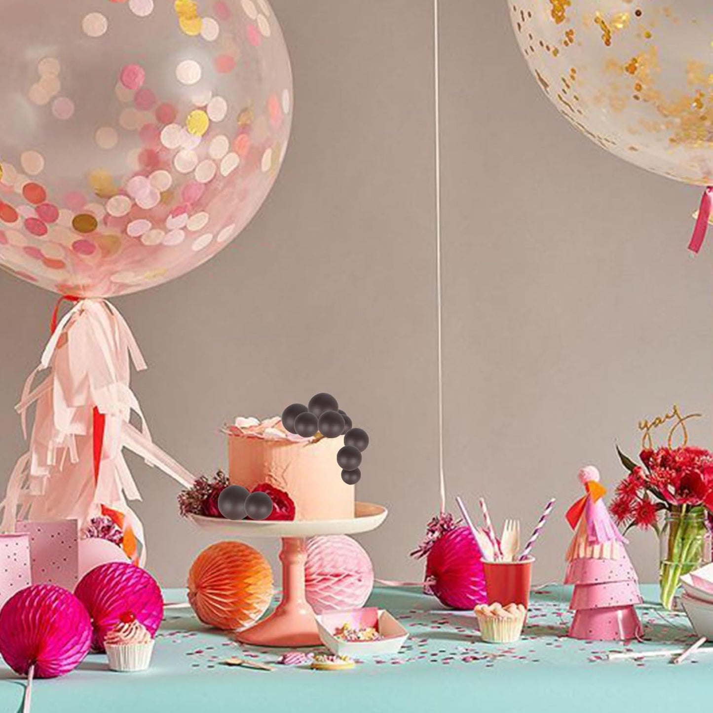 Rsstarxi 30 PCS Mini Balloons Cake Toppers - Foam Balls Insert Decorations for Baby Shower, Wedding Anniversary, Kids Birthday Party - Coffee